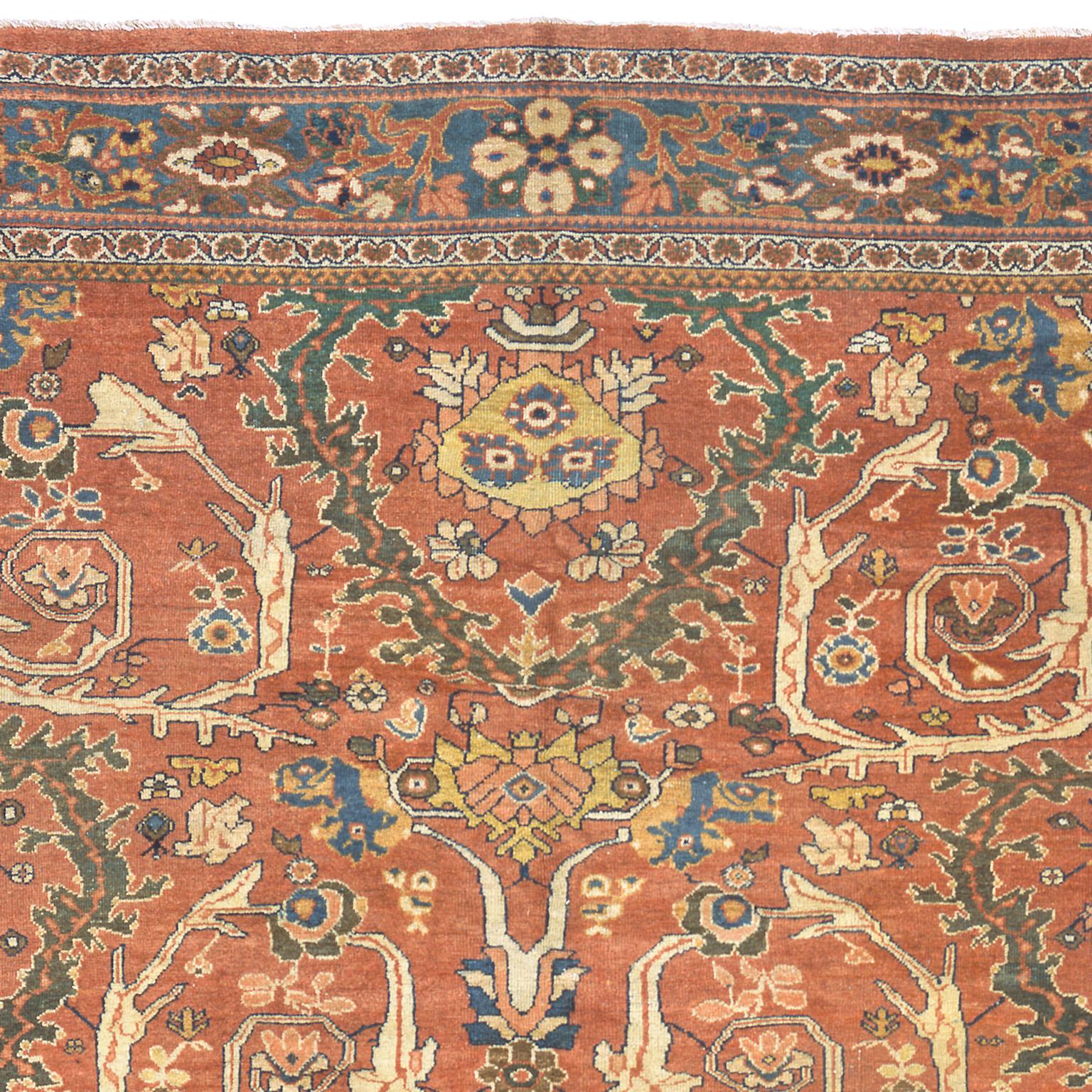 Annodato a mano Tappeto persiano Ziegler Sultanabad Rugs della fine del XIX secolo in vendita