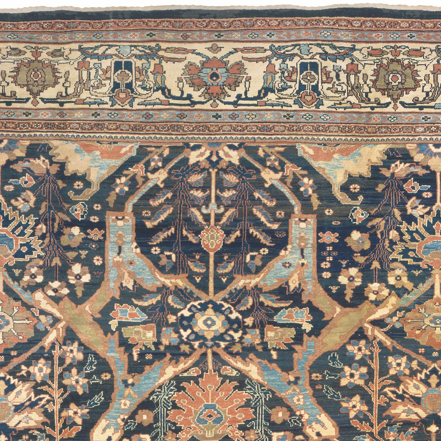 Tessuto a mano Tappeto persiano Ziegler Sultanabad Rugs della fine del XIX secolo in vendita