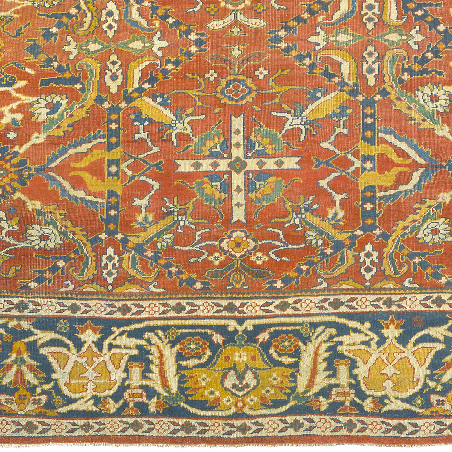 Wool Late 19th Century Persian Ziegler Sultanabad Rug For Sale