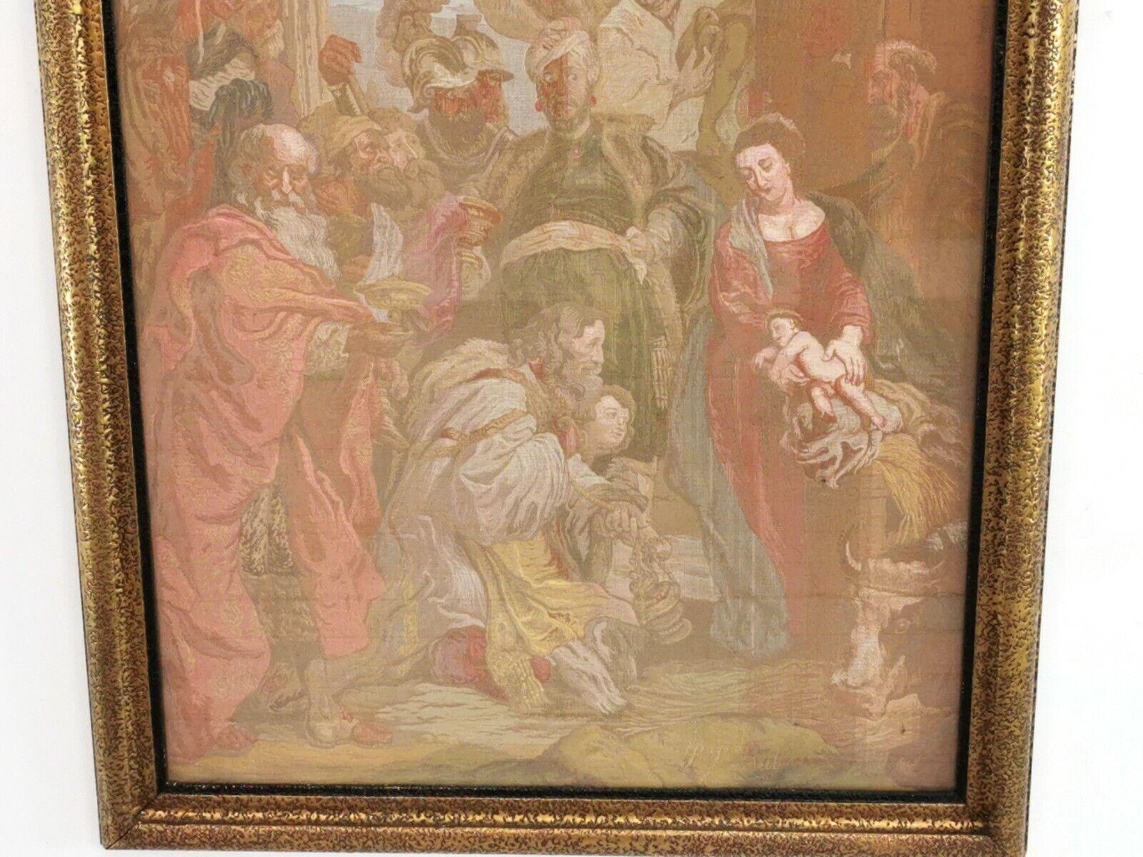 Late 19th Century Peter Paul Rubens Framed French Tapestry Religious Picture For Sale 2