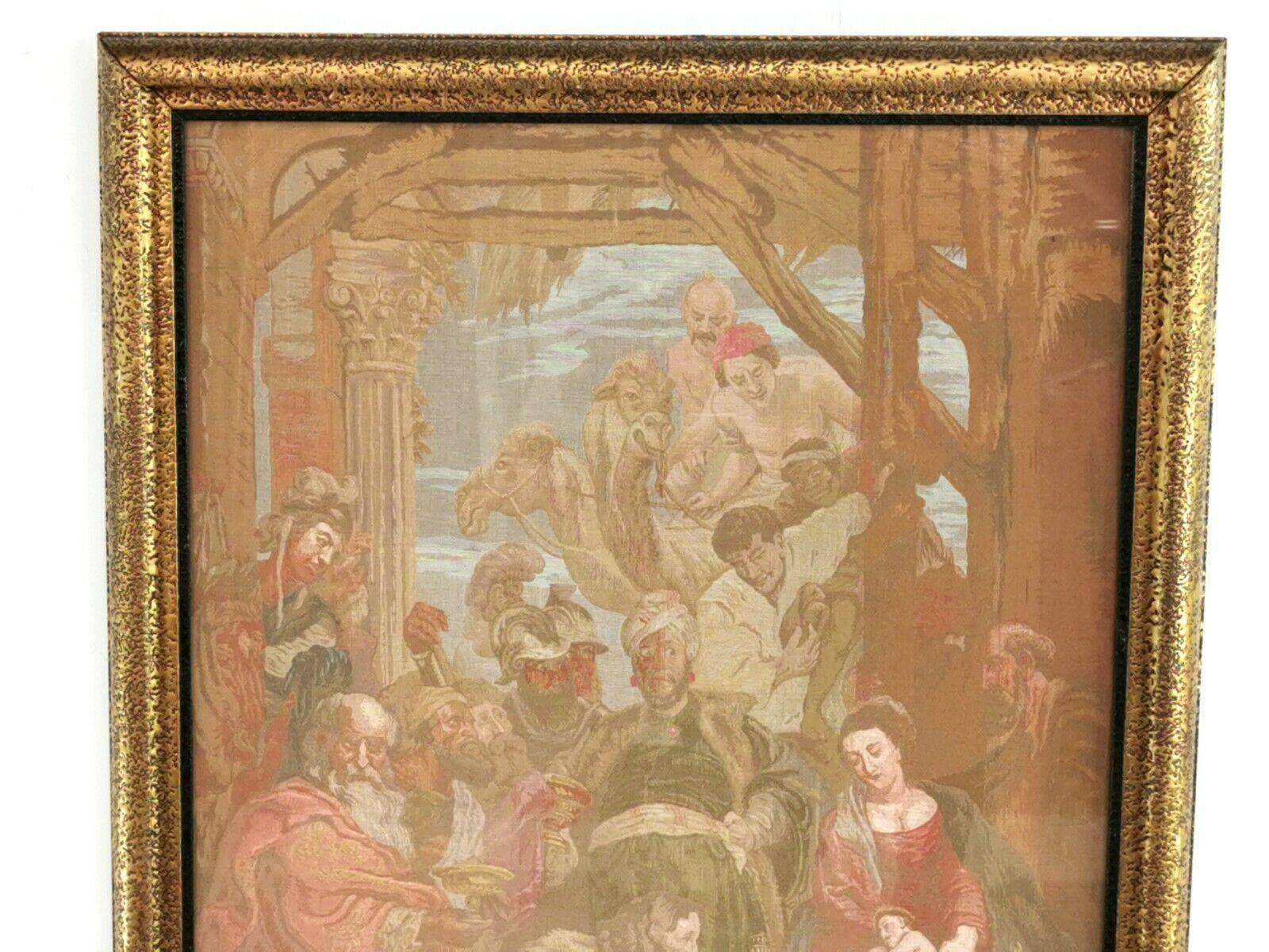 Late 19th Century Peter Paul Rubens Framed French Tapestry Religious Picture For Sale 3