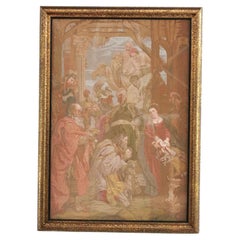 Photo religieuse de la fin du XIXe siècle encadrée de tapisserie française Peter Paul Rubens