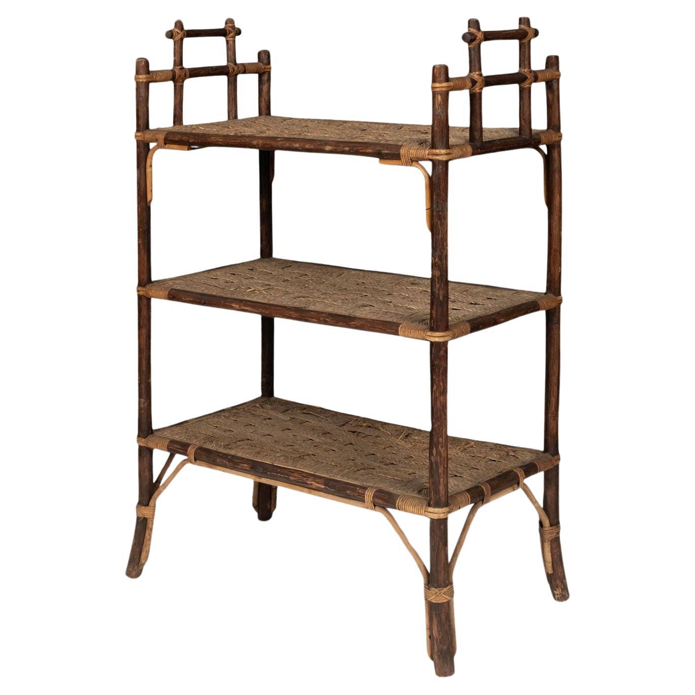 Late 19th Century Petite French Bamboo Three-Shelf Étagère For Sale