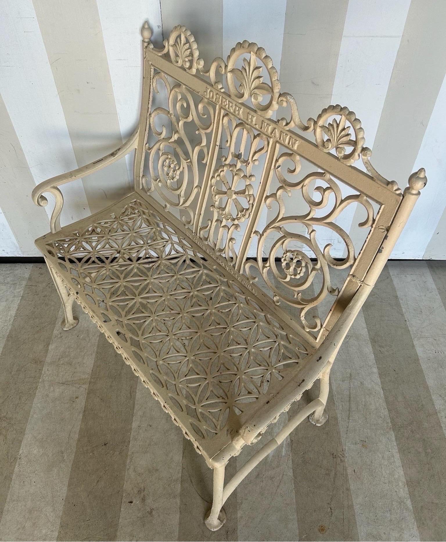 Late 19th Century Philadelphia Cast Iron Bench signed William Adams For Sale 9