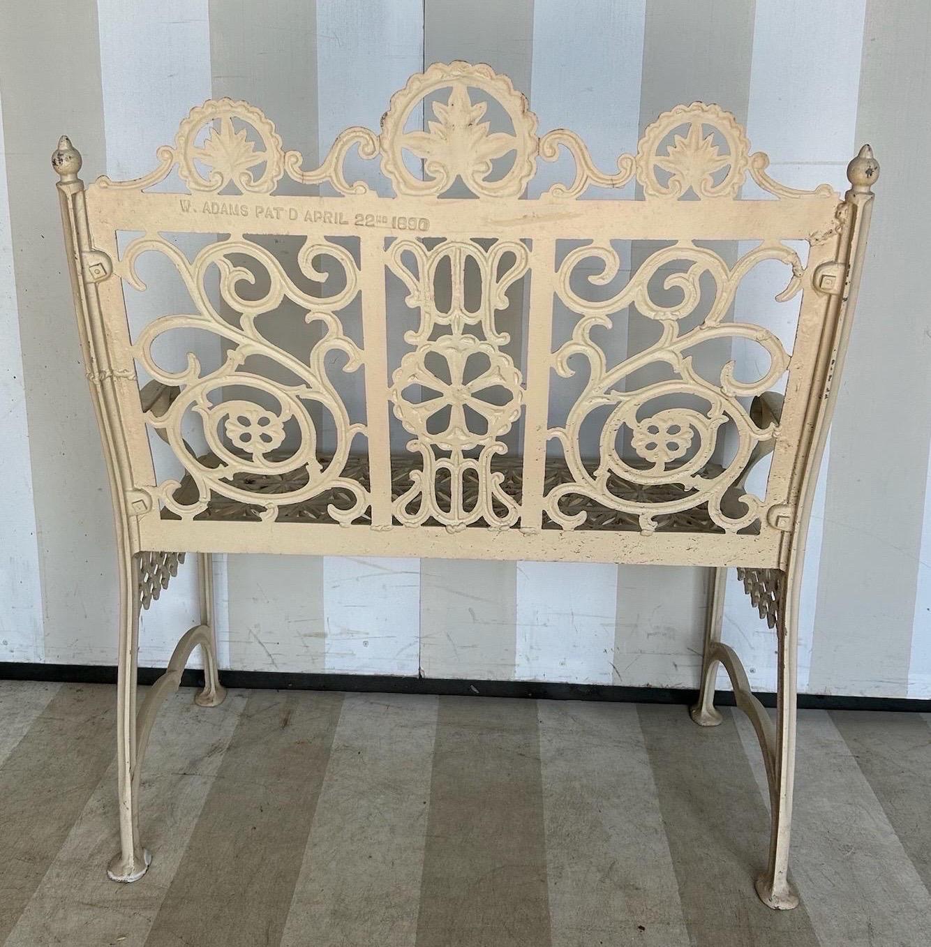 Late 19th Century Philadelphia Cast Iron Bench signed William Adams For Sale 4
