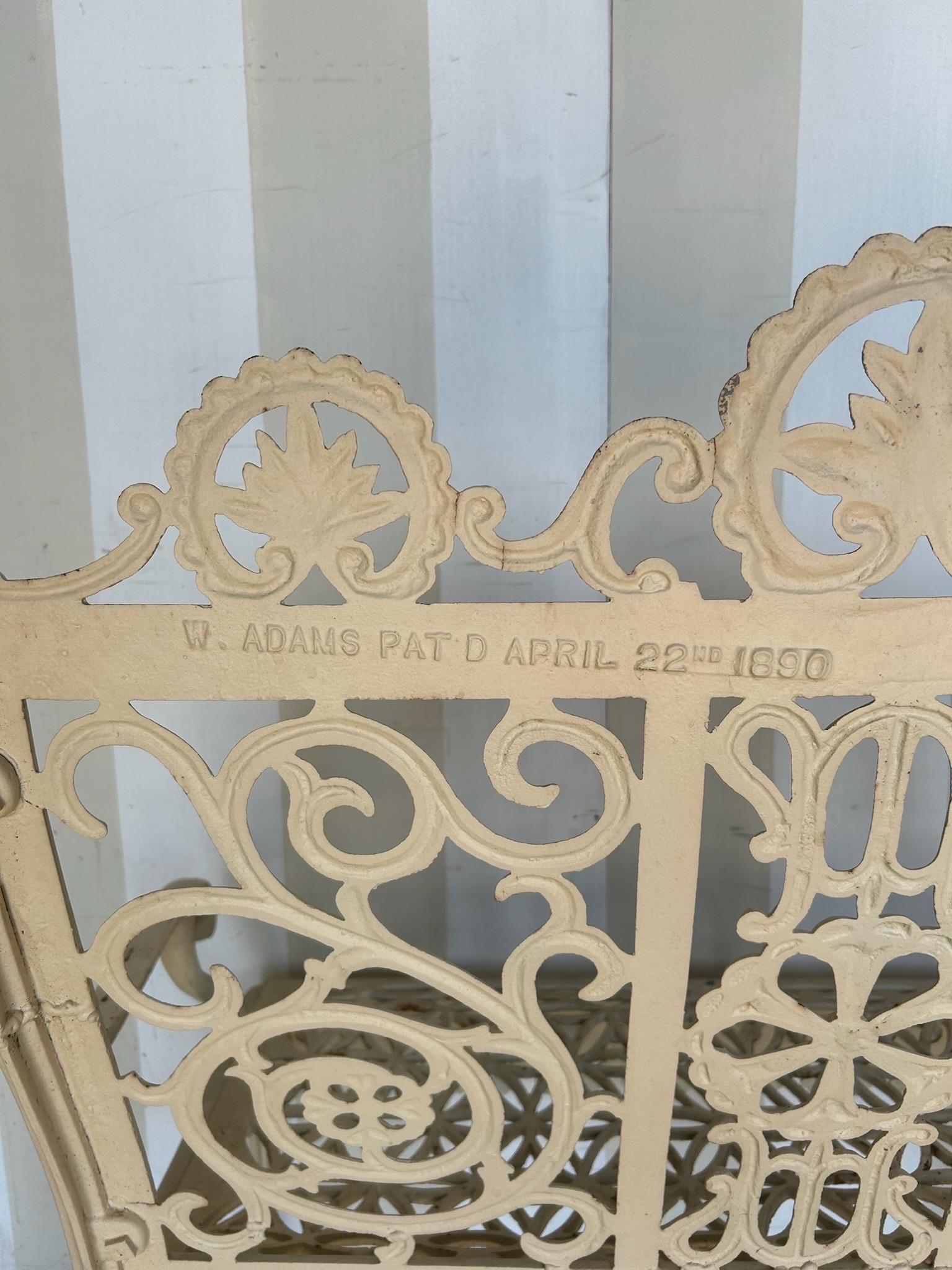 Late 19th Century Philadelphia Cast Iron Bench signed William Adams For Sale 5