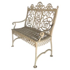 Antique Late 19th Century Philadelphia Cast Iron Bench signed William Adams