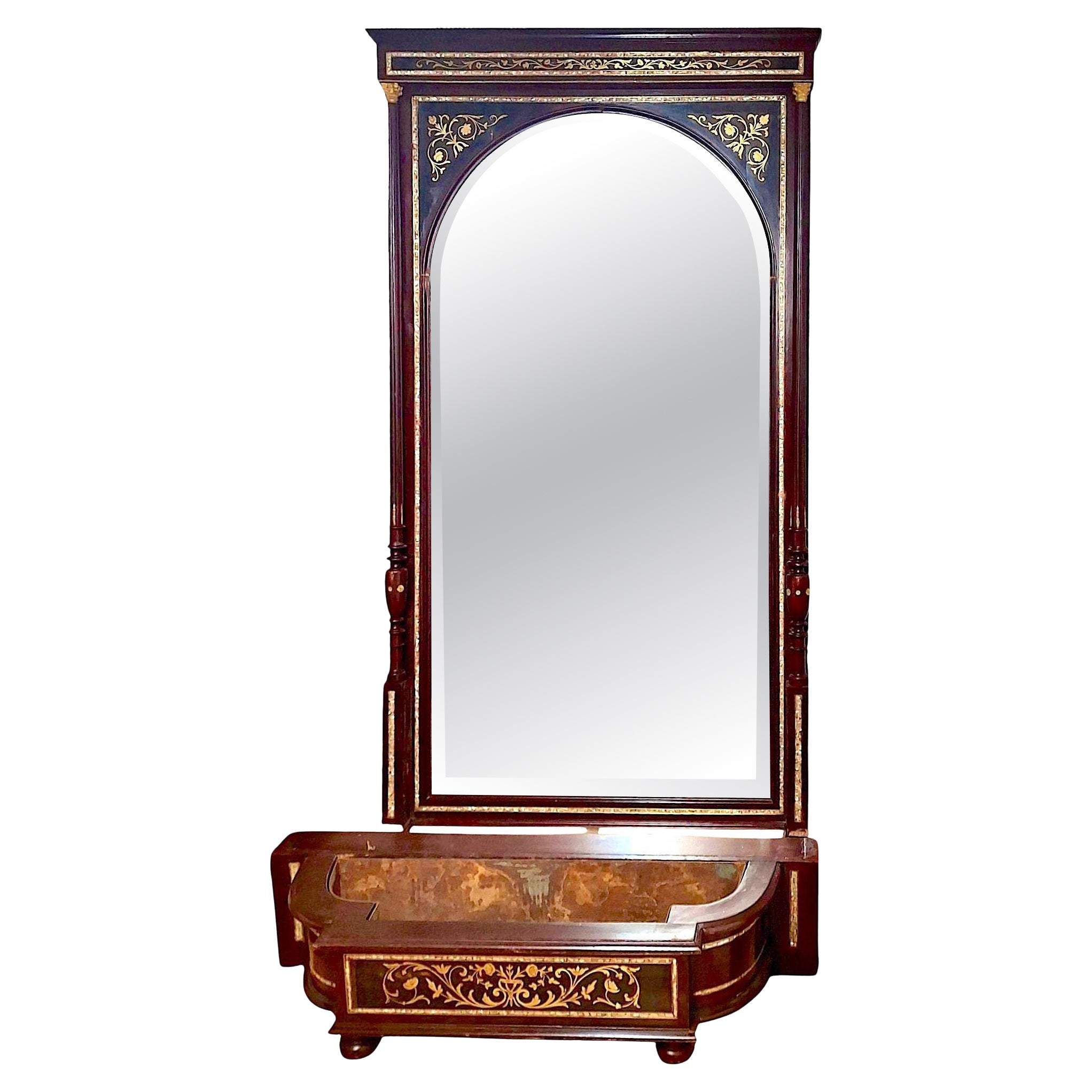 Late 19th-century Pier Mirror with Jardiniere Base