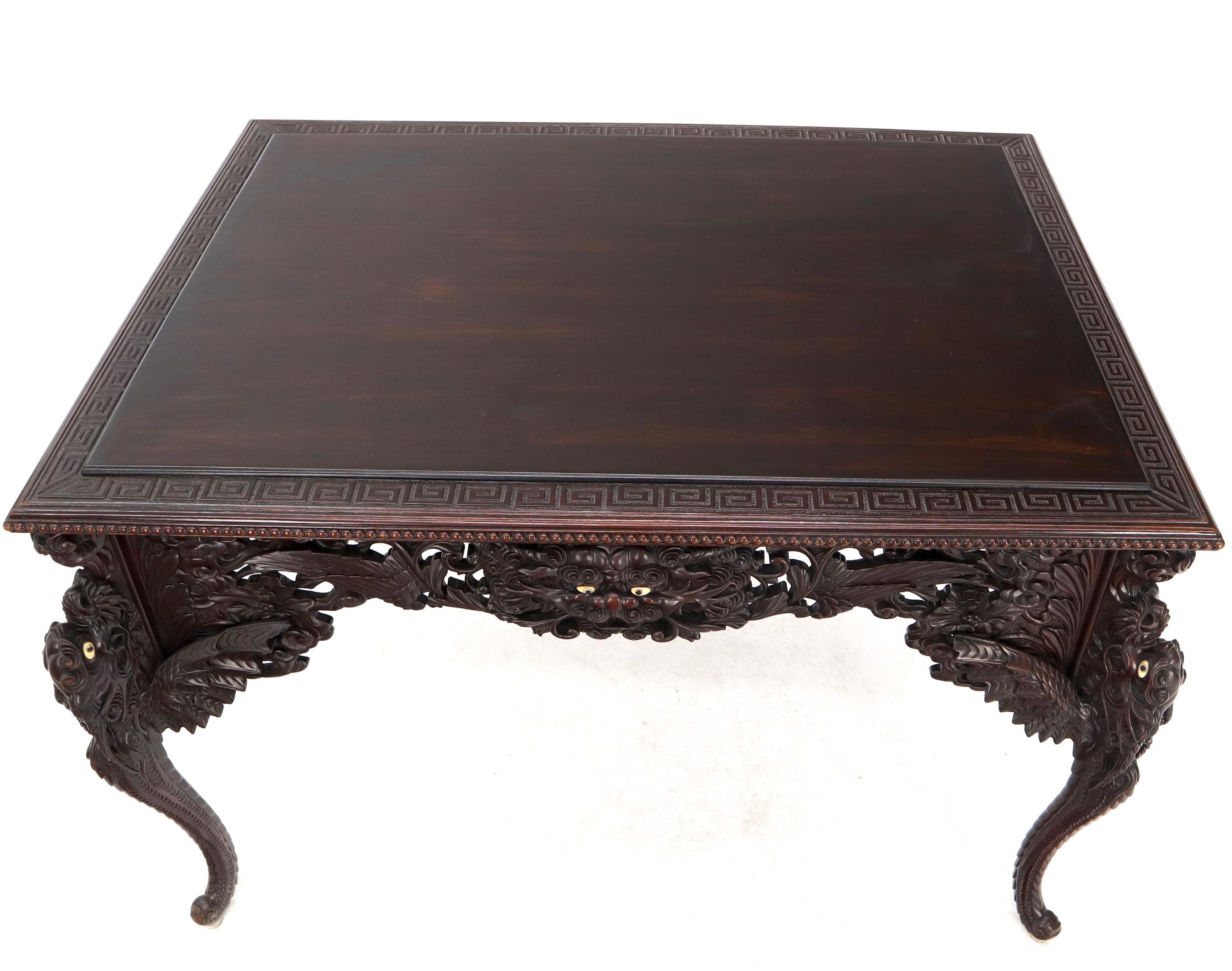 Late 19th Century Pierce Carved Solid Mahogany Desk or Writing Table 8