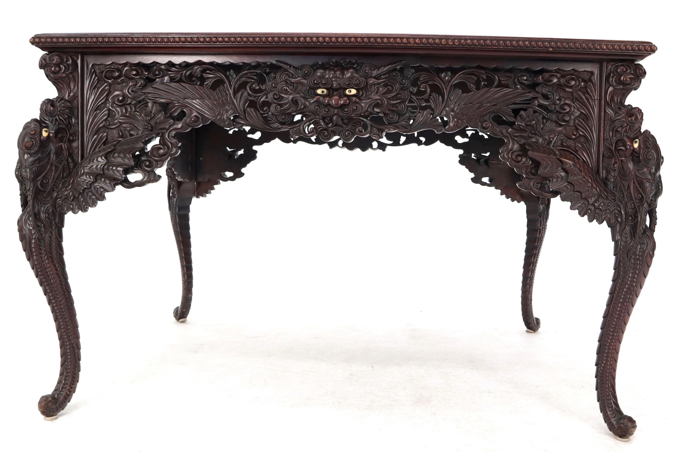 Late 19th Century Pierce Carved Solid Mahogany Desk or Writing Table 9