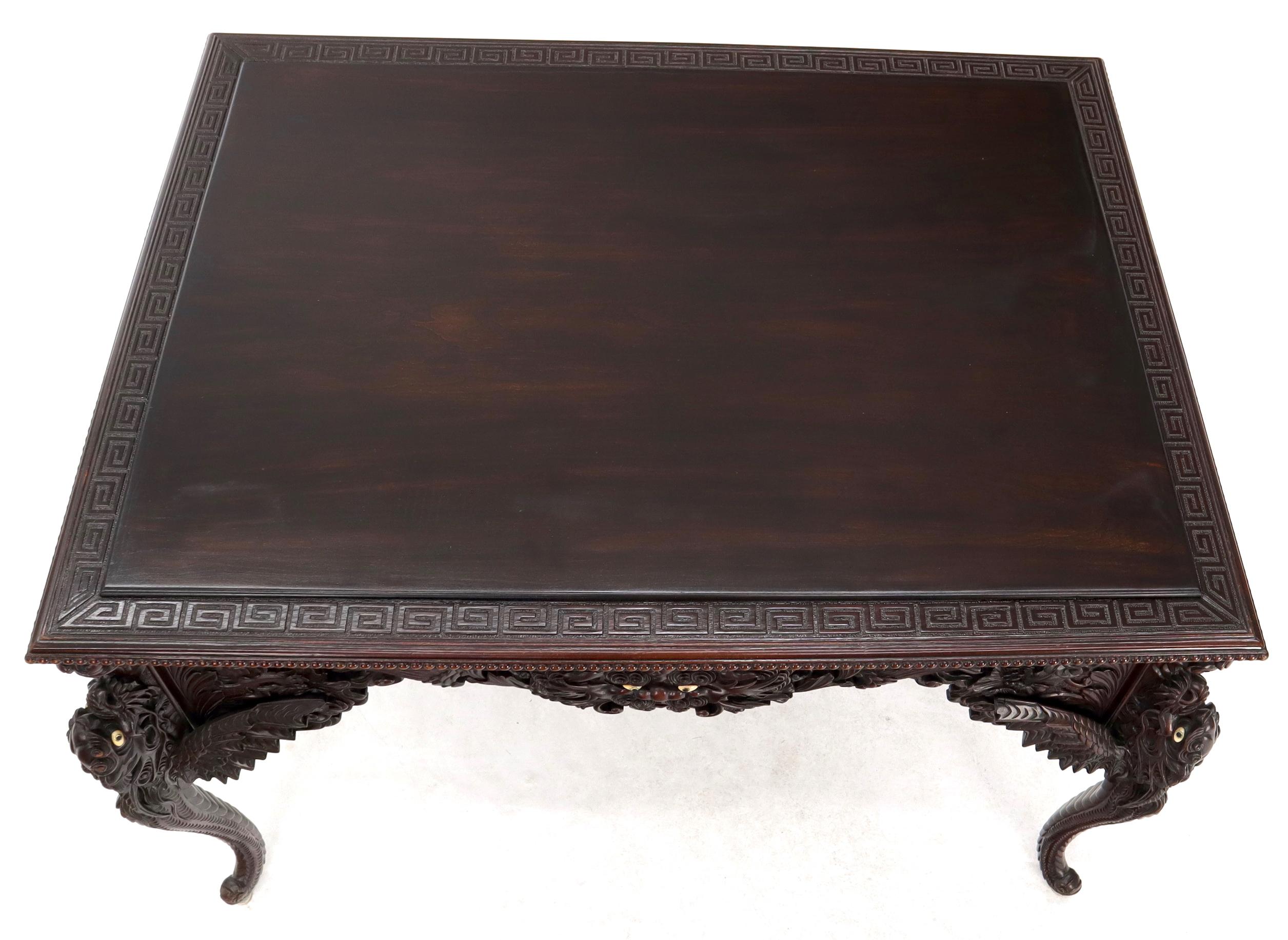 Late 19th Century Pierce Carved Solid Mahogany Desk or Writing Table 10