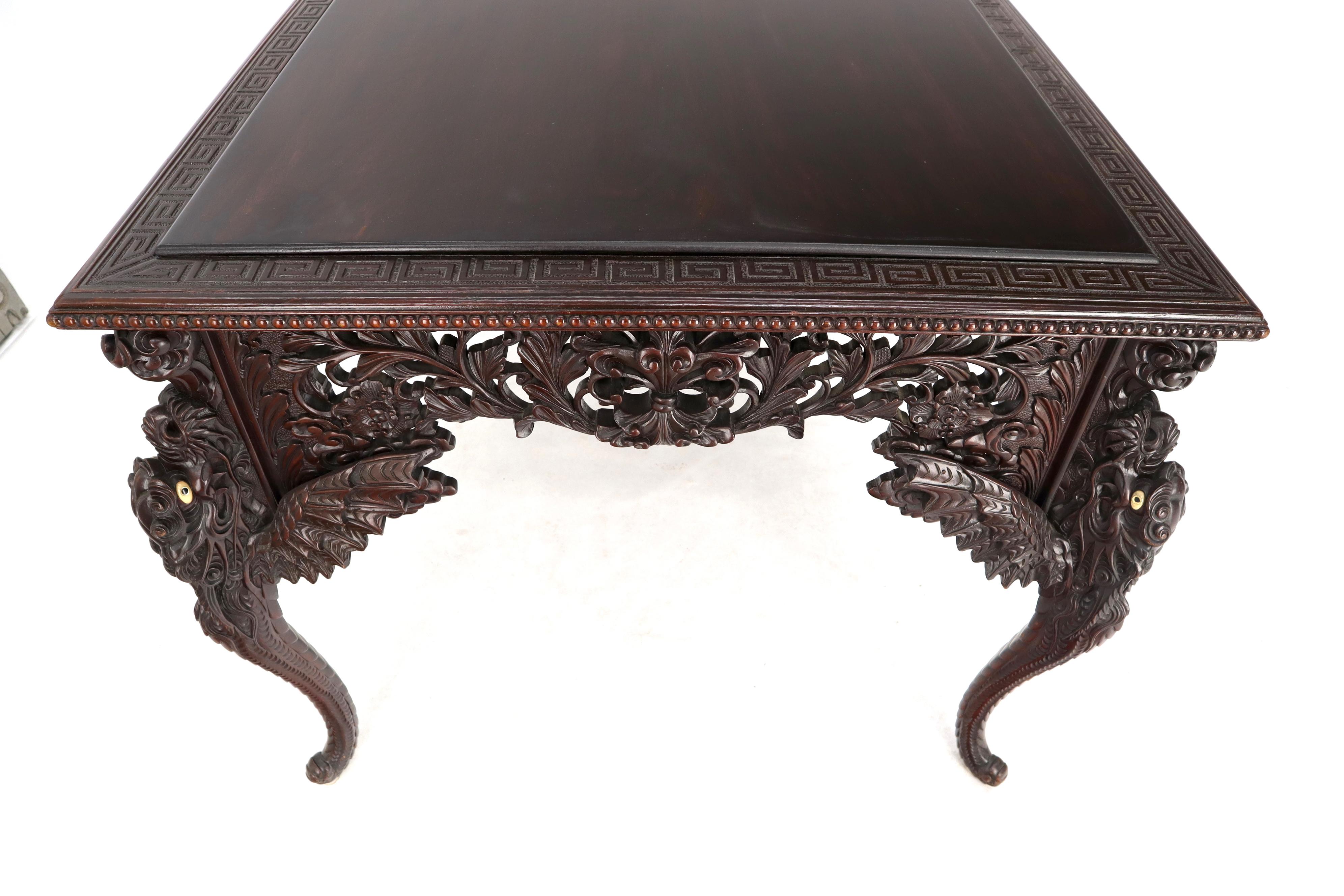 Late 19th Century Pierce Carved Solid Mahogany Desk or Writing Table 11