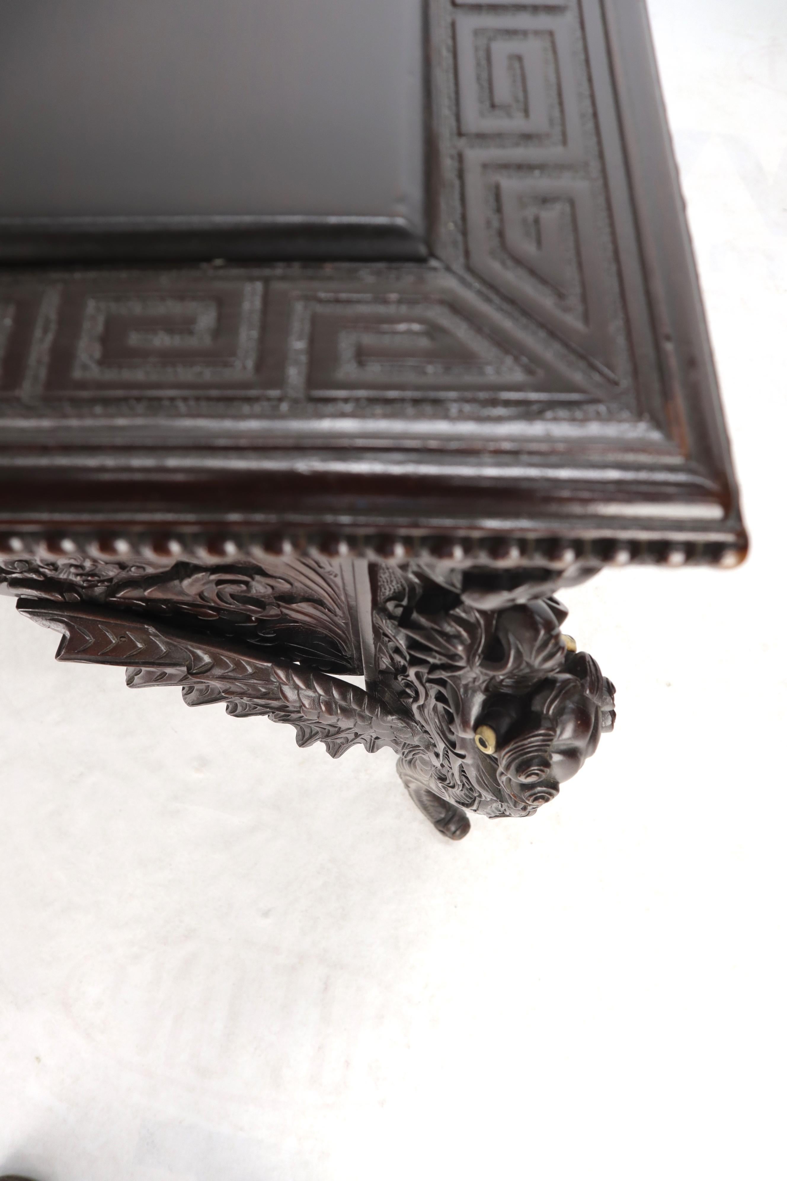 Late 19th Century Pierce Carved Solid Mahogany Desk or Writing Table 12