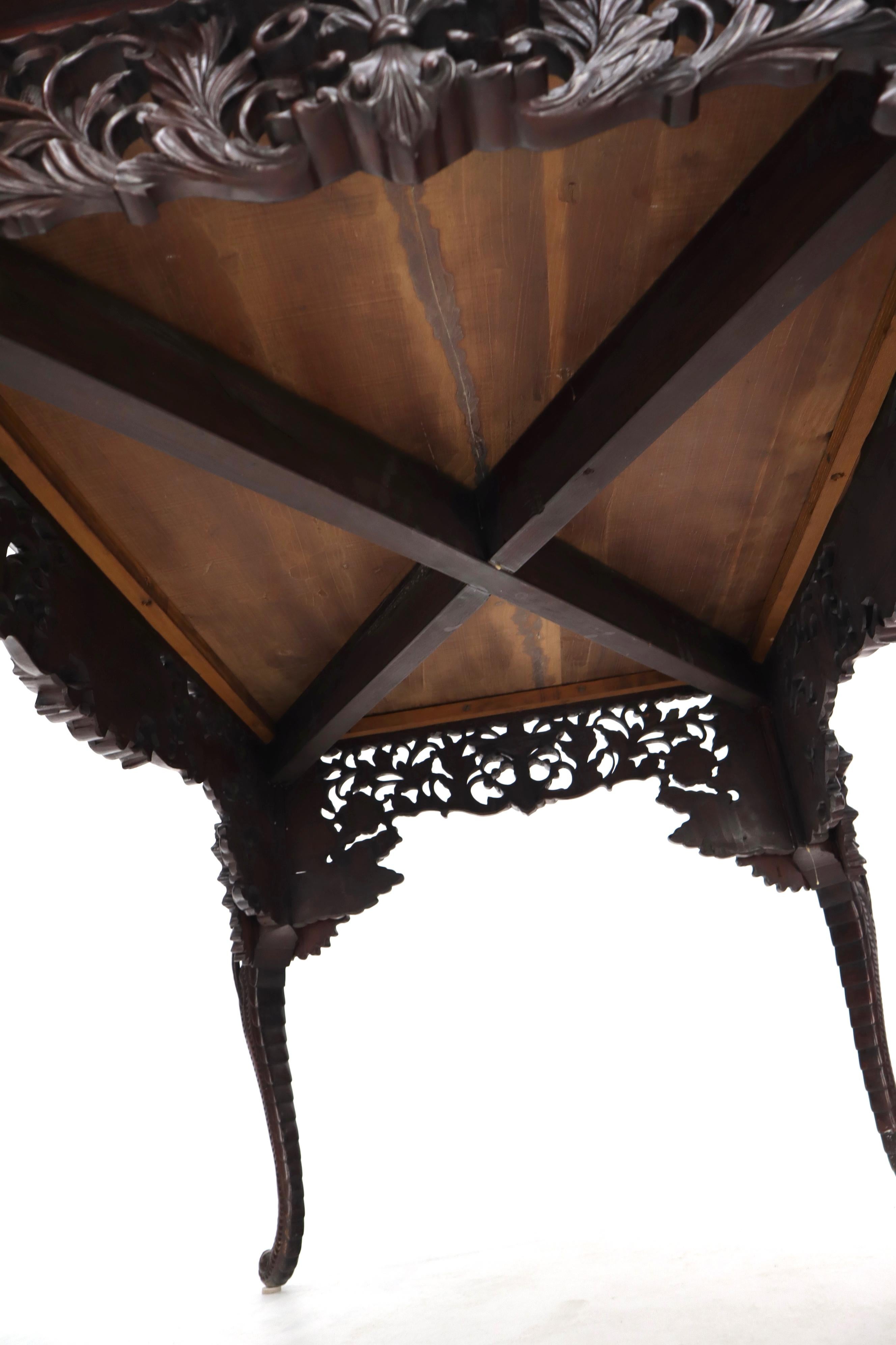 Late 19th Century Pierce Carved Solid Mahogany Desk or Writing Table 13