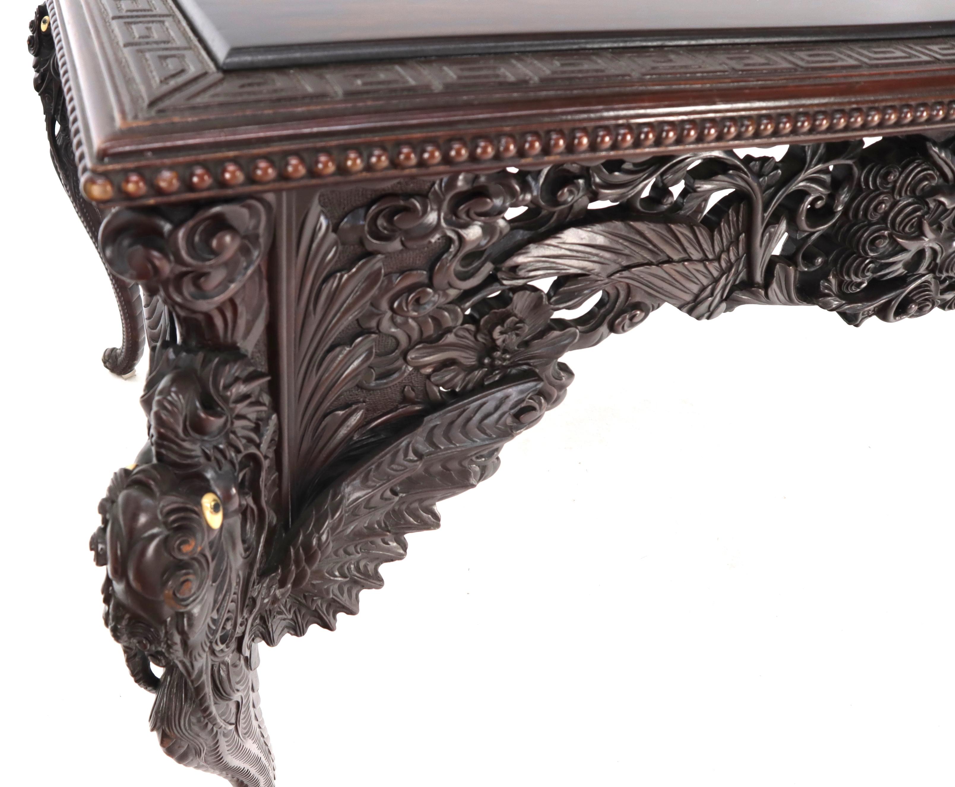 Late 19th Century Pierce Carved Solid Mahogany Desk or Writing Table 3