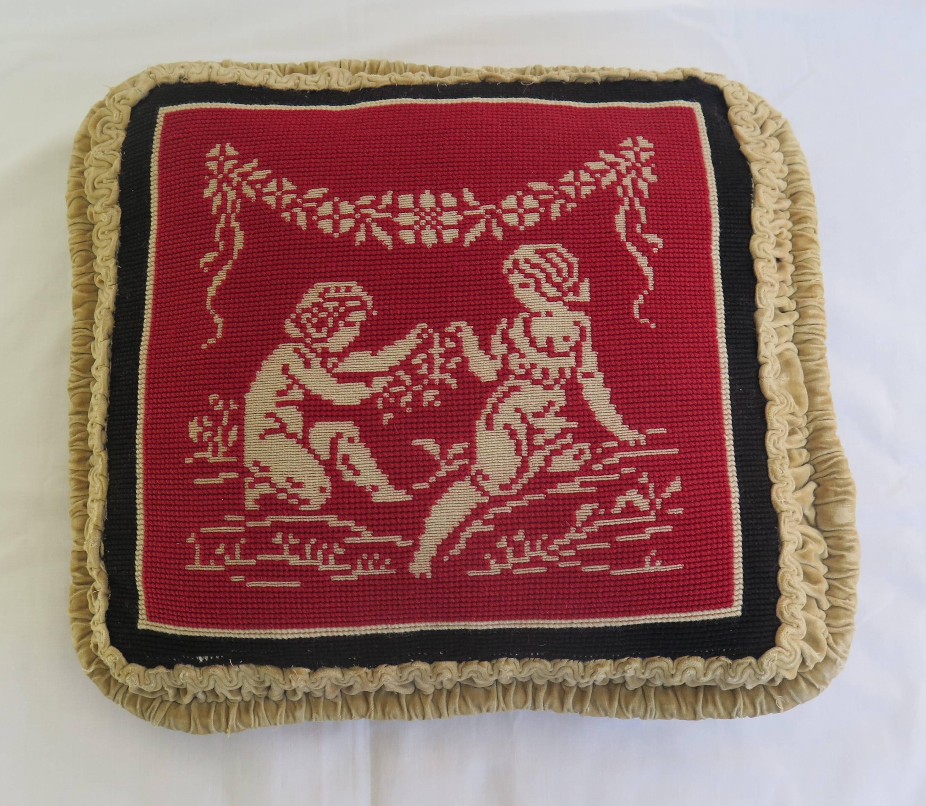 Classical Greek Late 19th Century Pillow or Cushion Needlepoint Tapestry of Classical Design