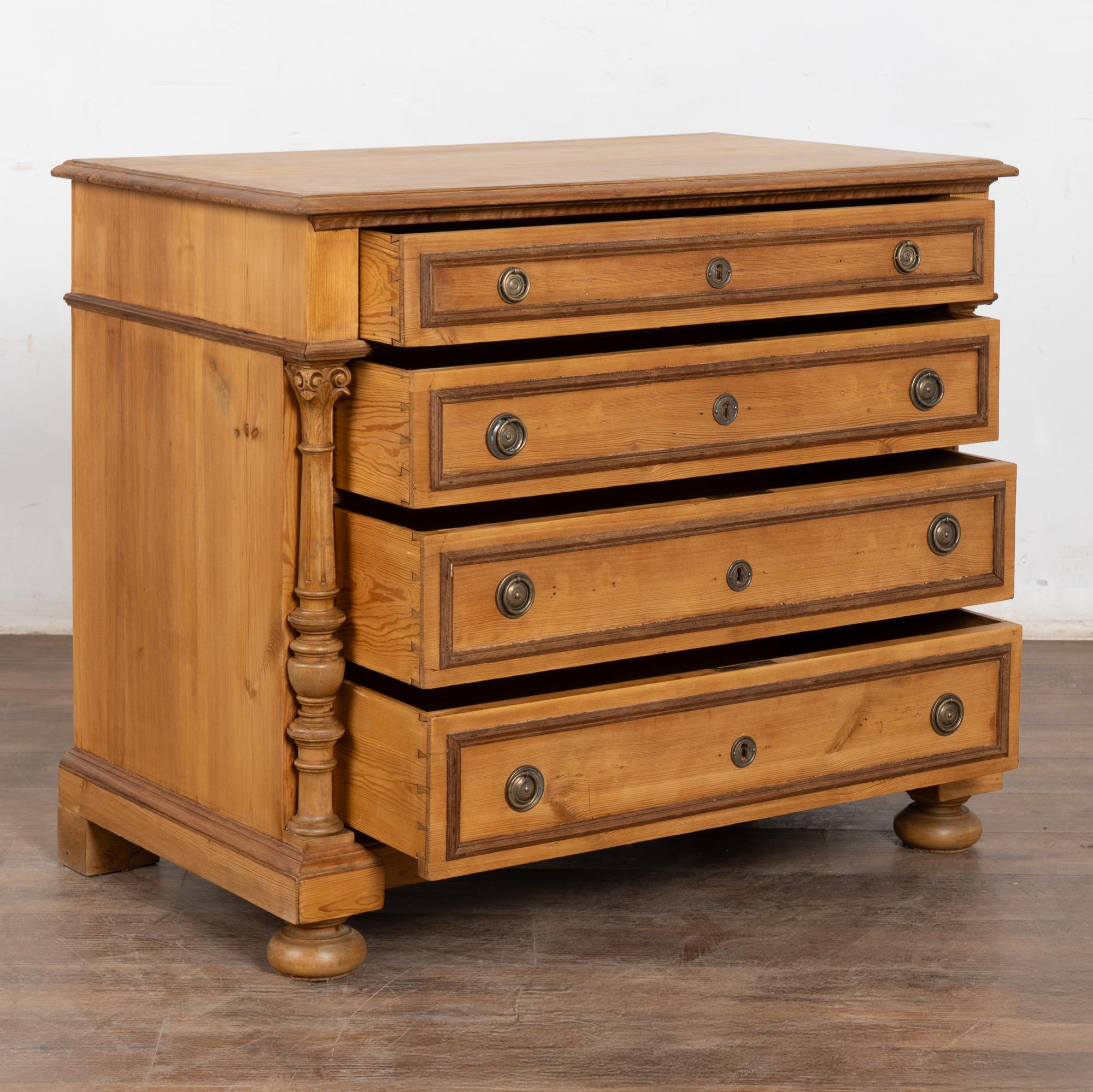 Country Late 19th Century Pine Chest of Four Drawers, Denmark For Sale