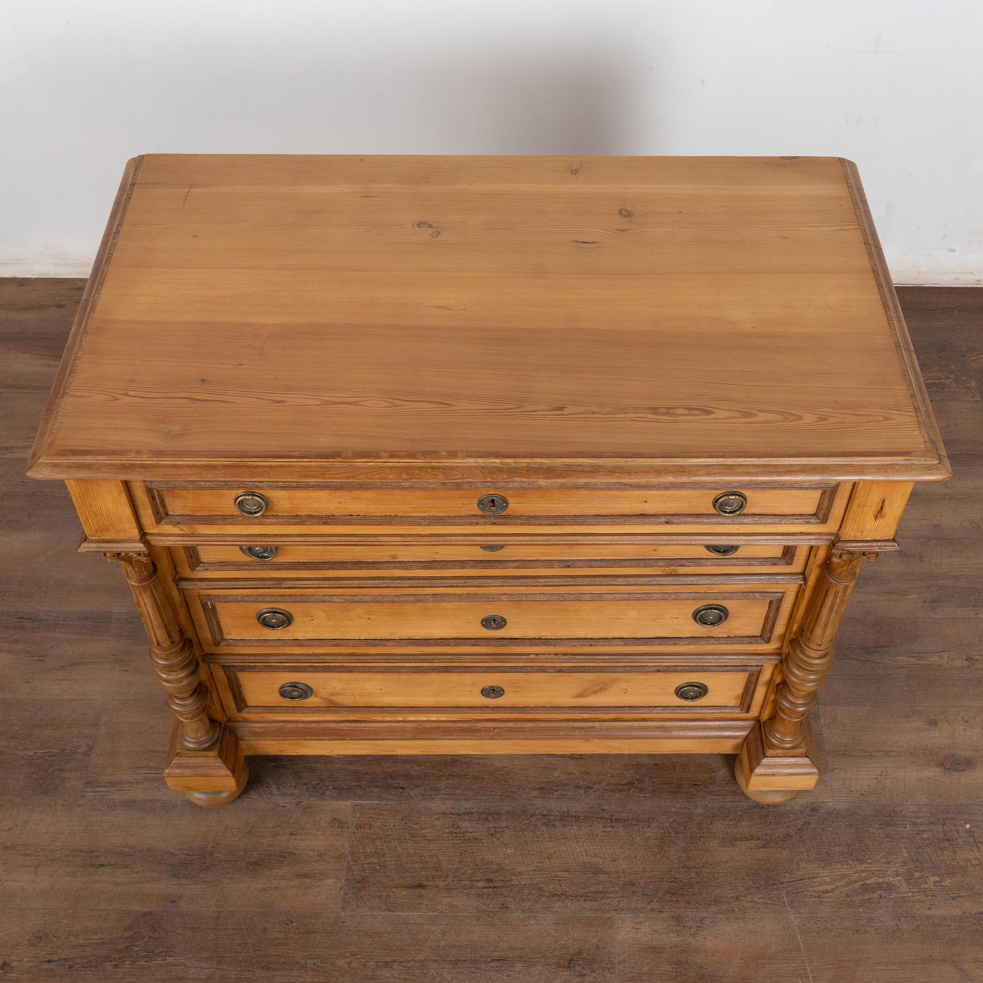 Late 19th Century Pine Chest of Four Drawers, Denmark In Good Condition For Sale In Round Top, TX