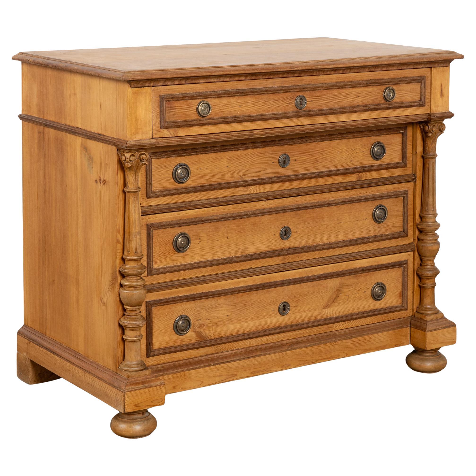 Late 19th Century Pine Chest of Four Drawers, Denmark For Sale