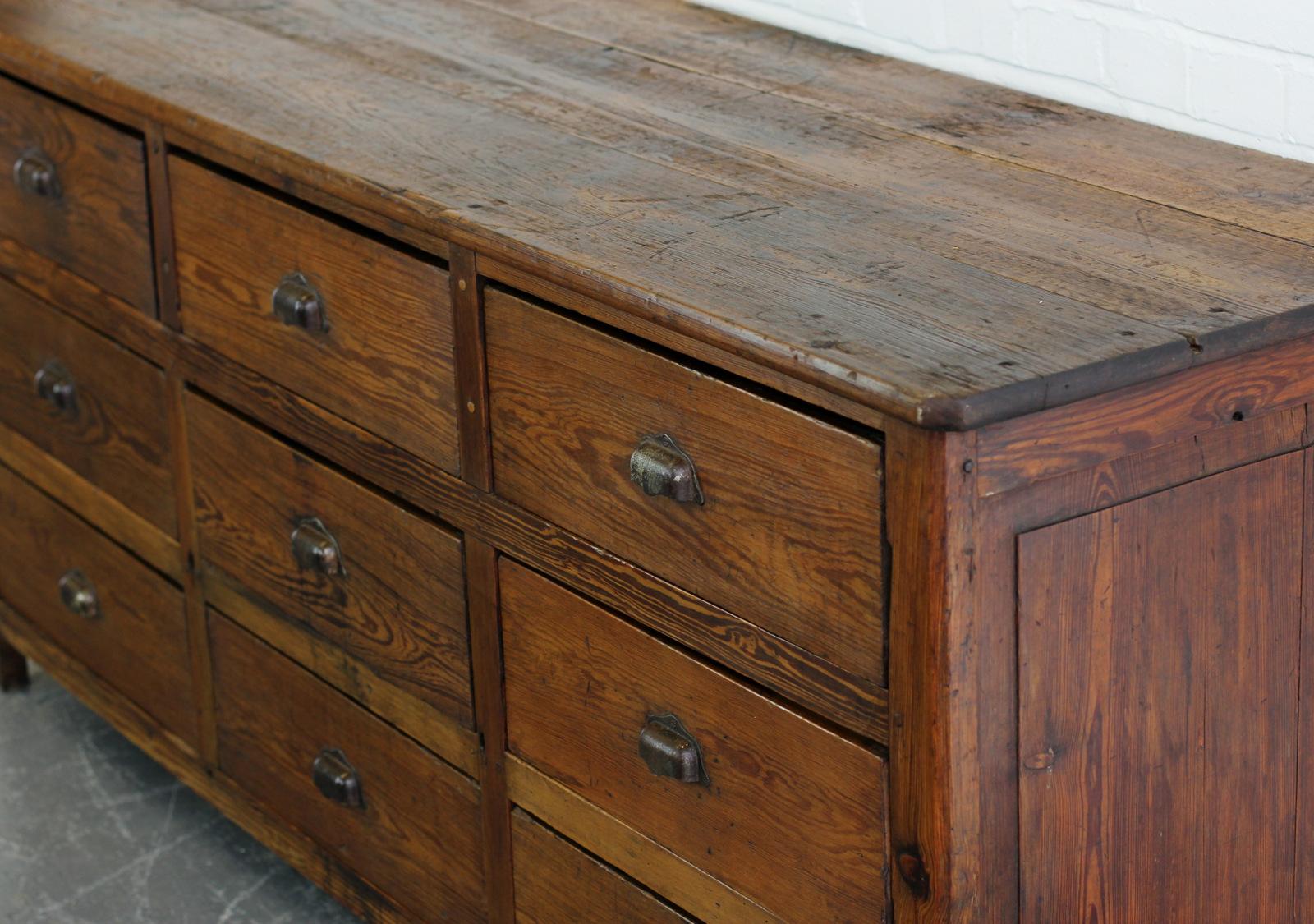 Late 19th Century Pine Factory Drawers In Fair Condition In Gloucester, GB
