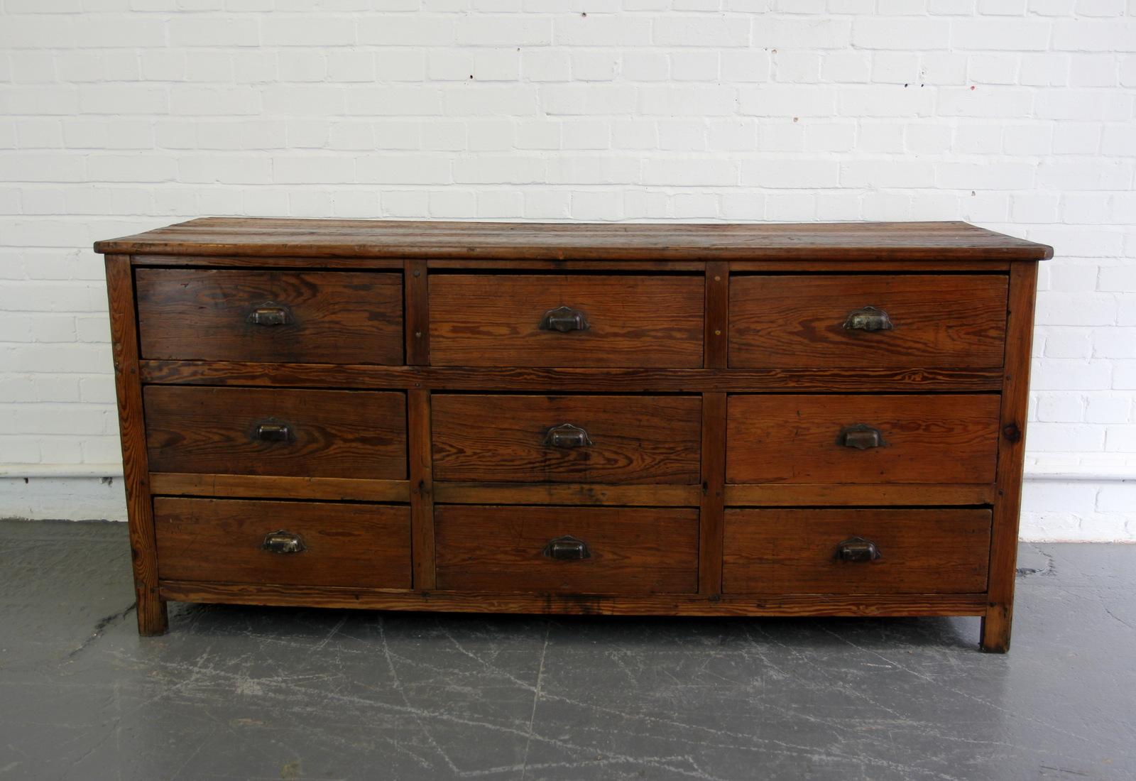 Late 19th Century Pine Factory Drawers 1