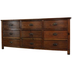 Antique Late 19th Century Pine Factory Drawers