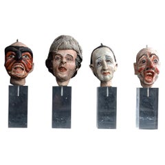Late 19th Century Pine Puppet Heads