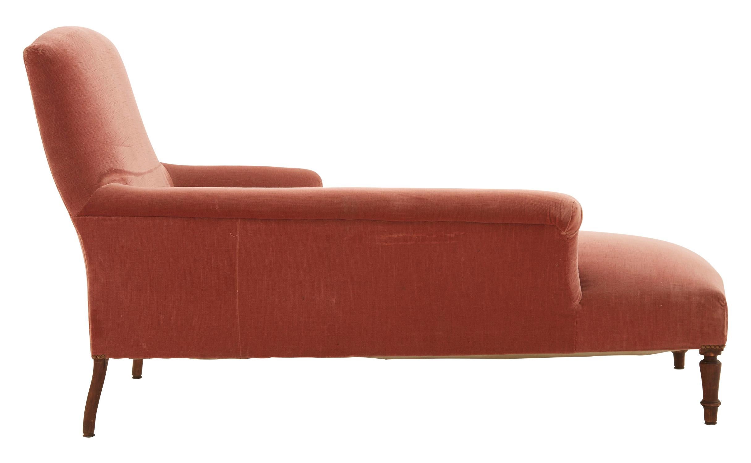 Late 19th Century Pink Velvet Chaise Lounge (Französisch)