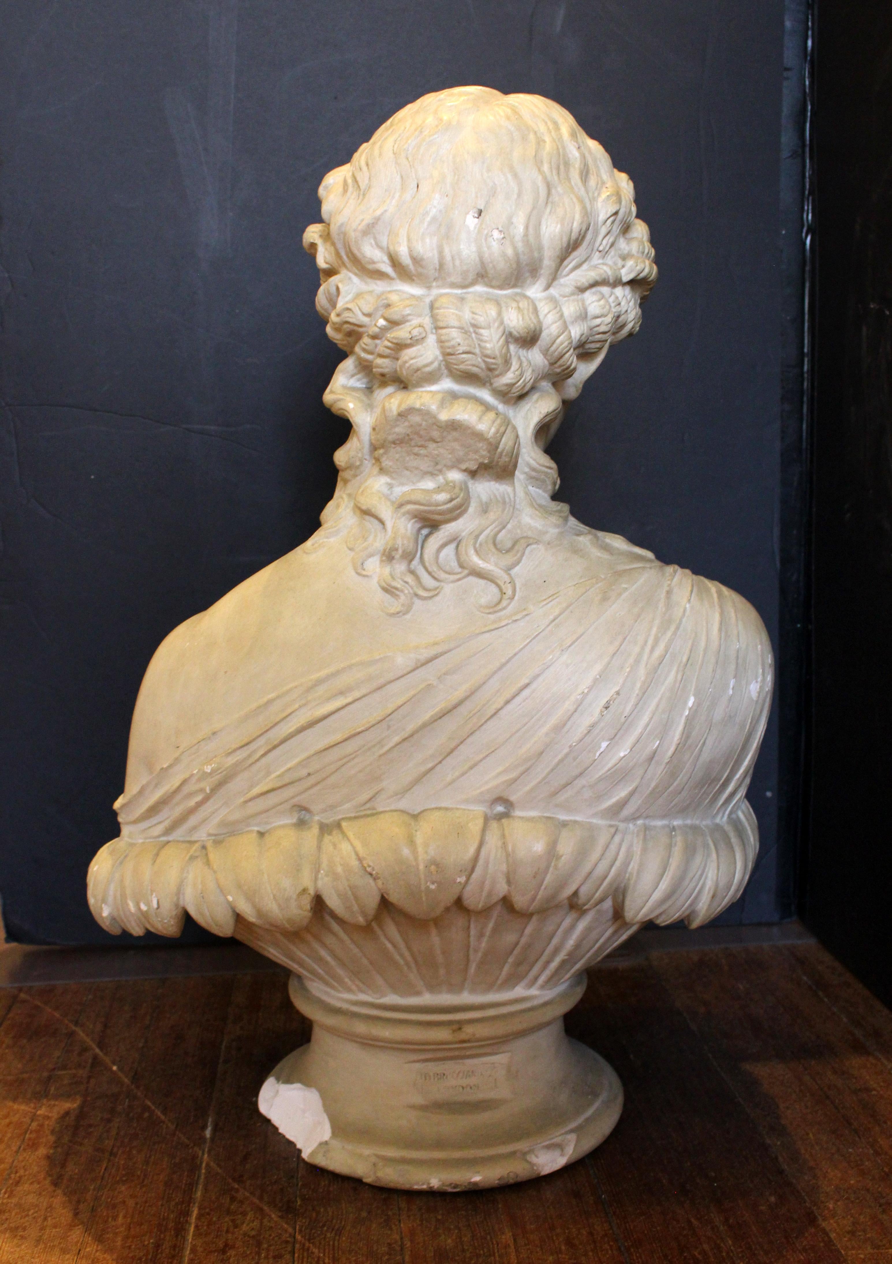 Classical Roman Late 19th Century Plaster Faux Marble Bust For Sale