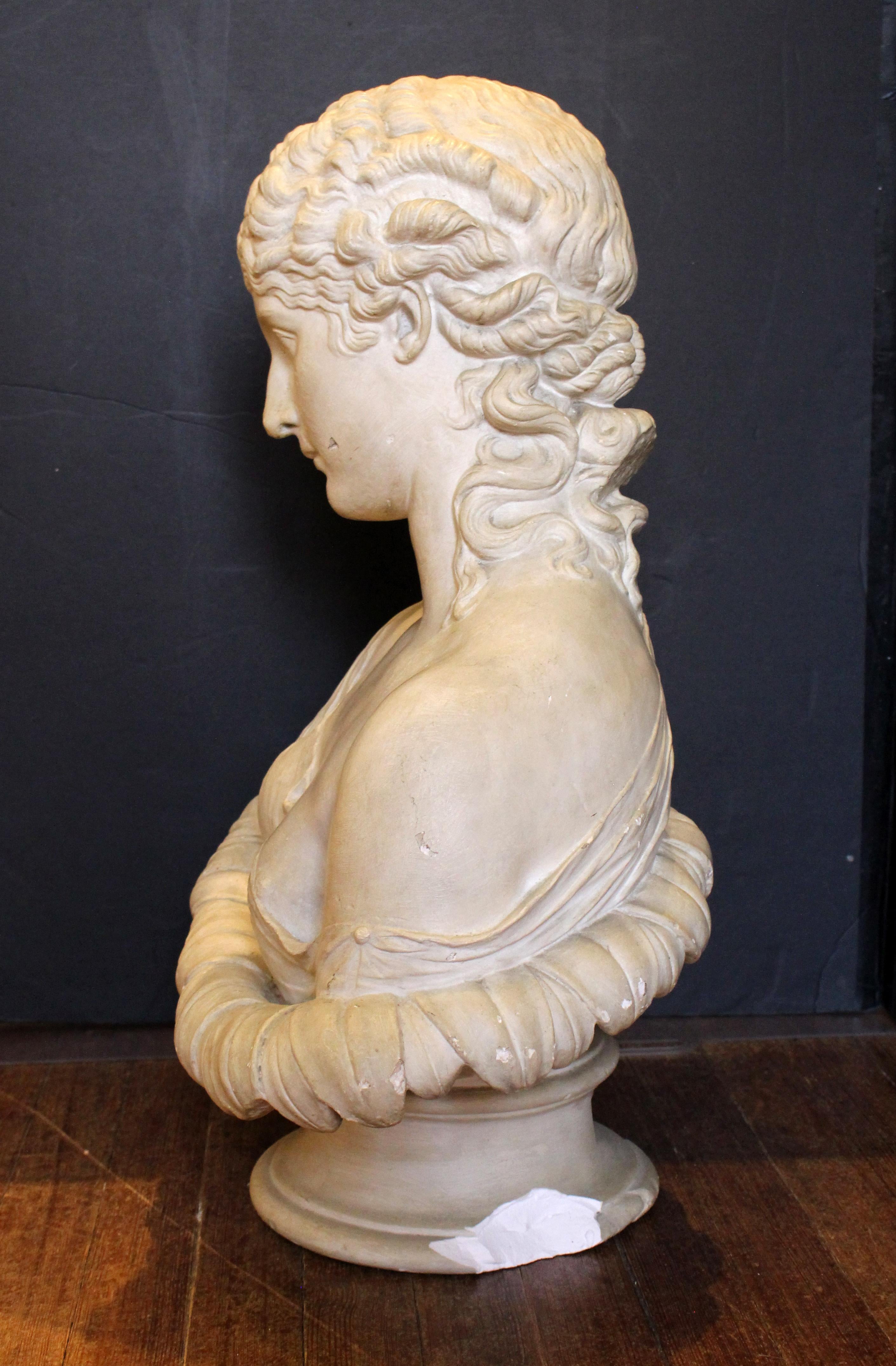 English Late 19th Century Plaster Faux Marble Bust For Sale