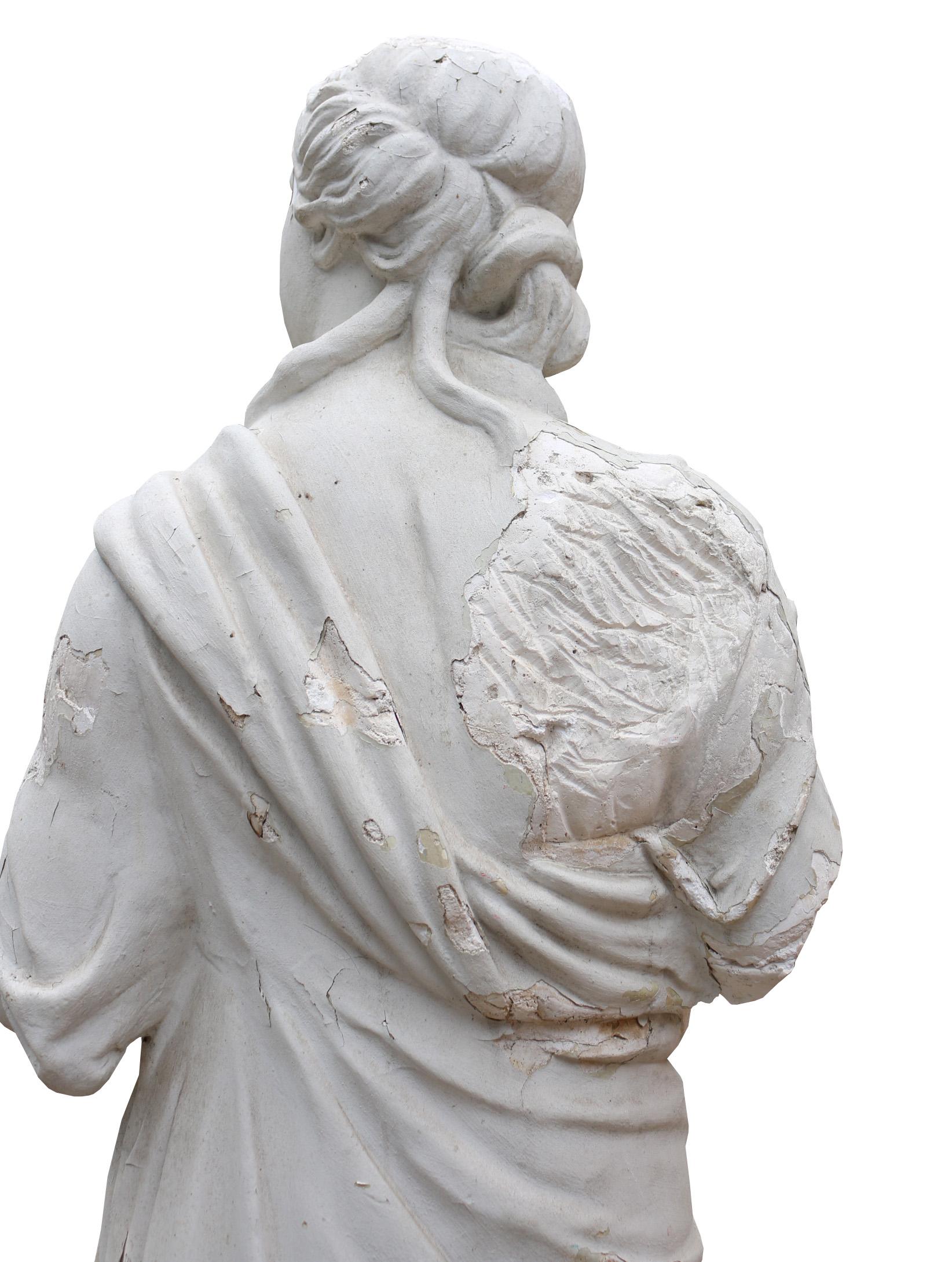 Late 19th Century Plaster Statue Of A Classical Lady In Fair Condition In Wormelow, Herefordshire