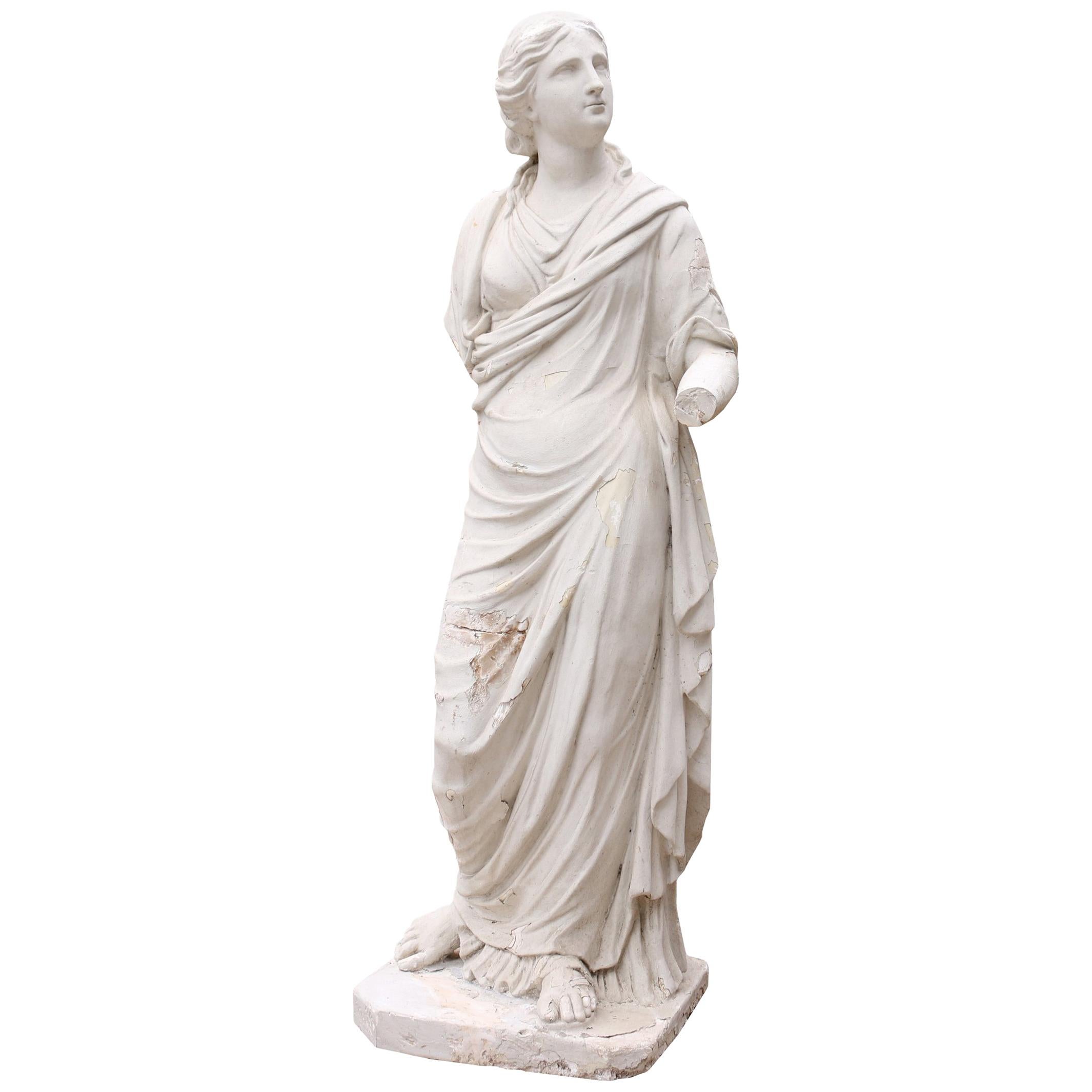 Late 19th Century Plaster Statue Of A Classical Lady
