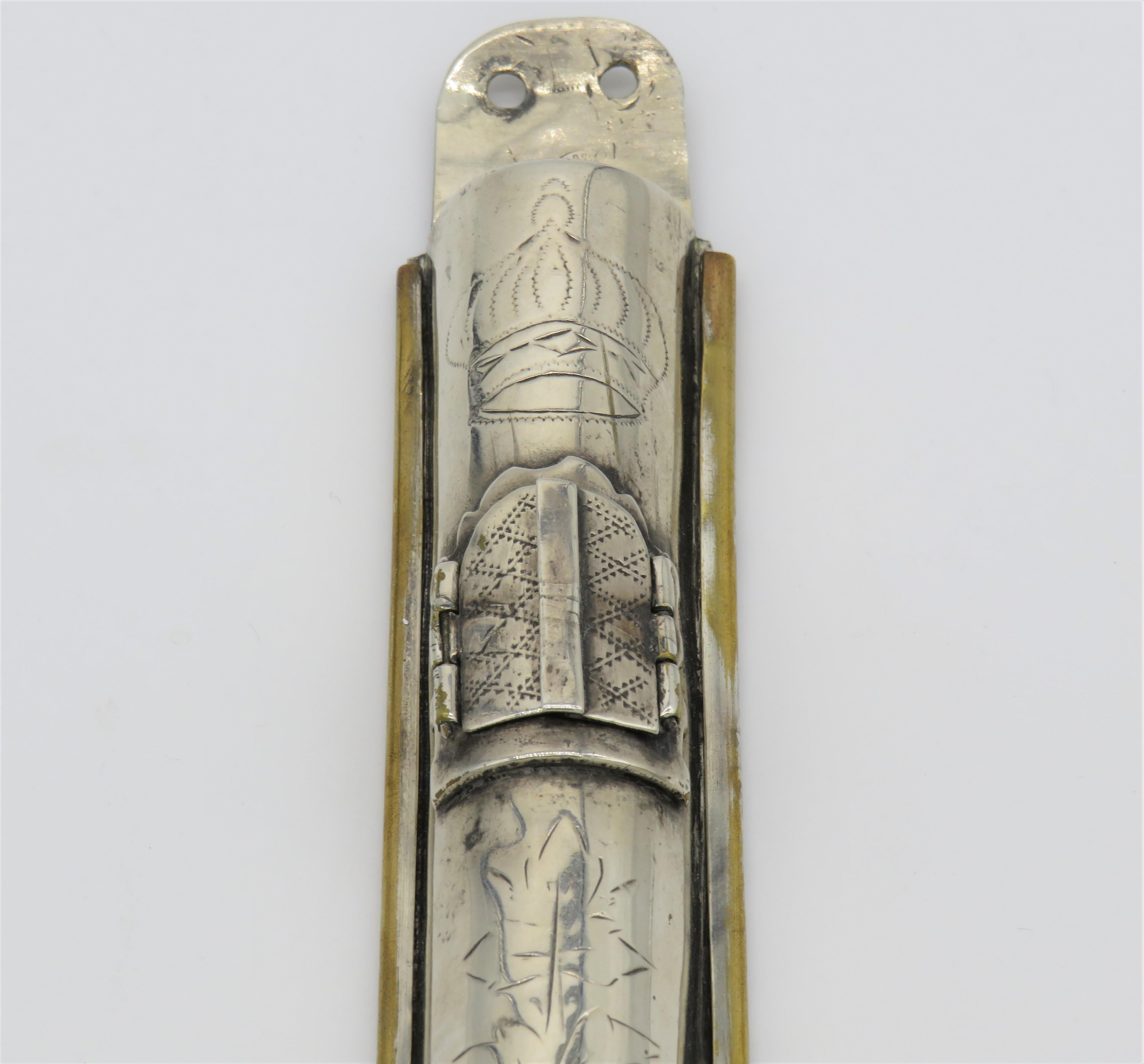 Late 19th Century Polish Silvered Mezuzah by Szlossberg In Good Condition In New York, NY