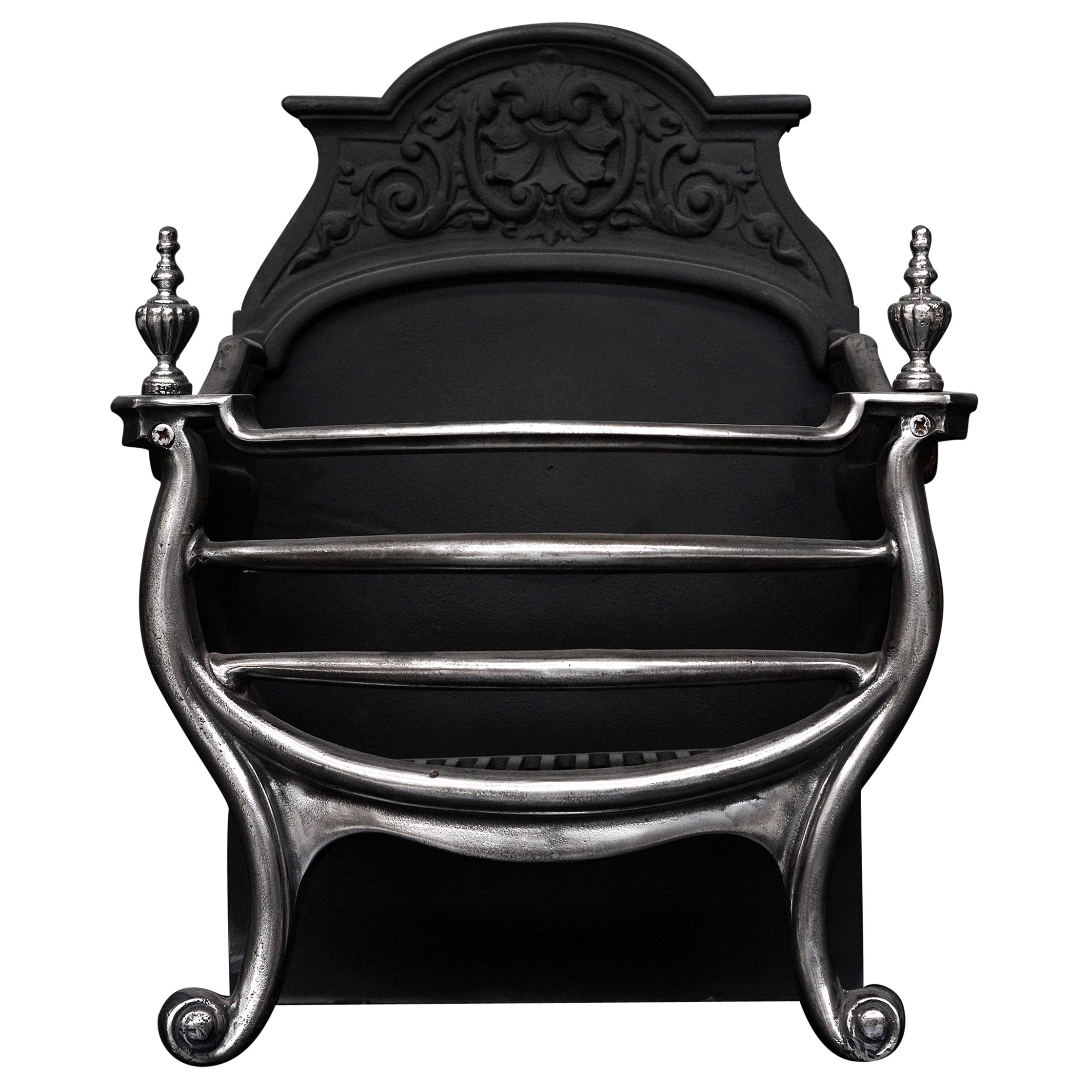 Late 19th Century Polished Cast Iron Firebasket For Sale