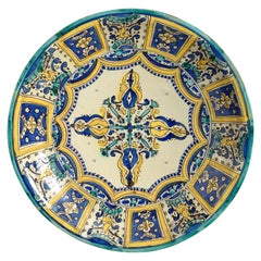 Late 19th Century Polychrome Pottery Charger