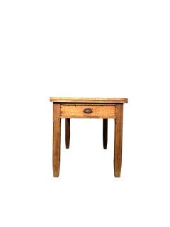 Late 19th-Century Poplar Wood Drop-Leaf “Book Table” with Front Drawer