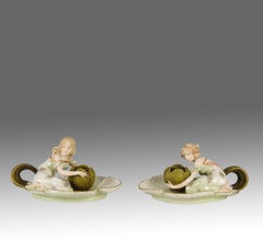 Late 19th Century Porcelain "Art Nouveau Candle Holders" by Ernst Wahliss