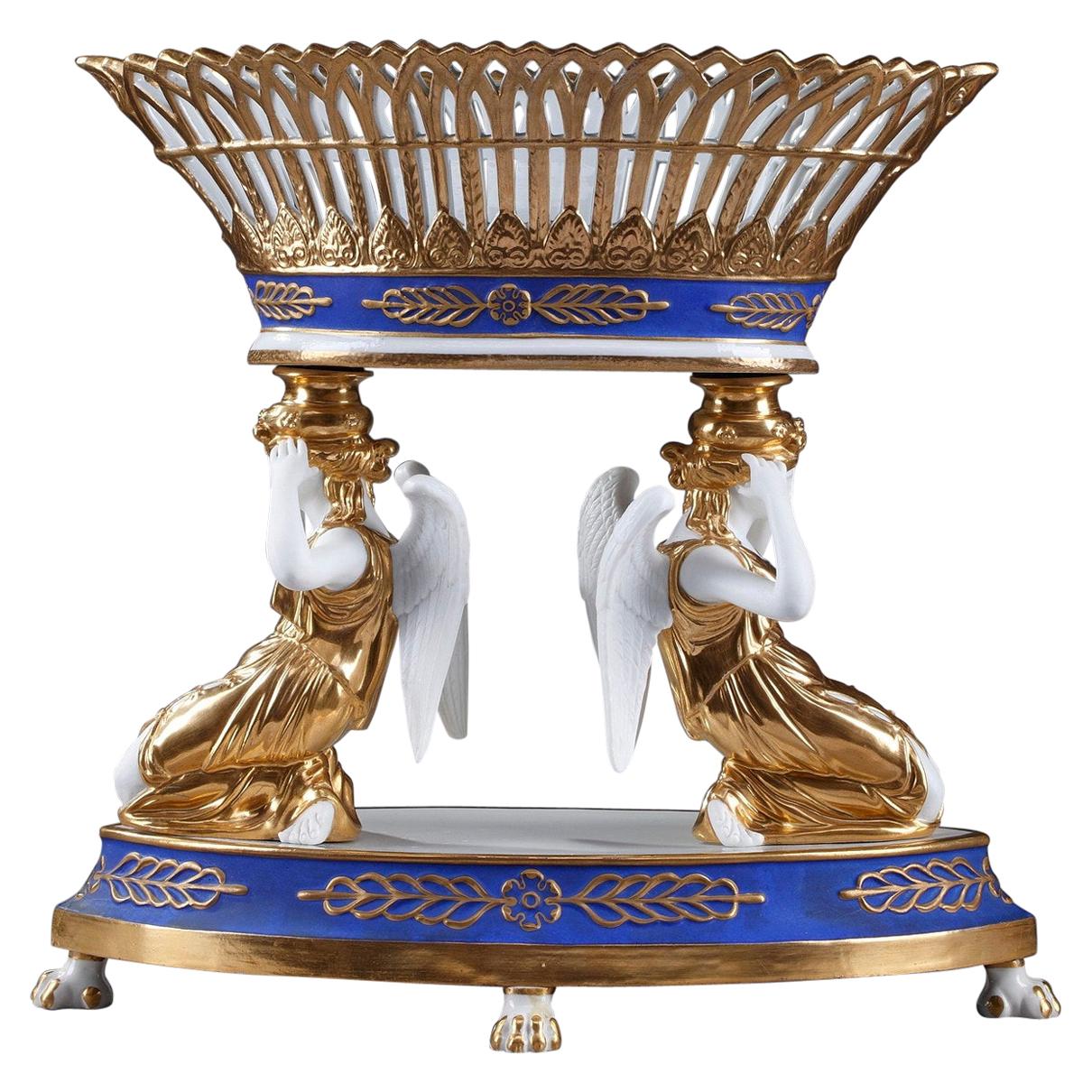 Late 19th Century Porcelain Centerpiece in Dagoty Style
