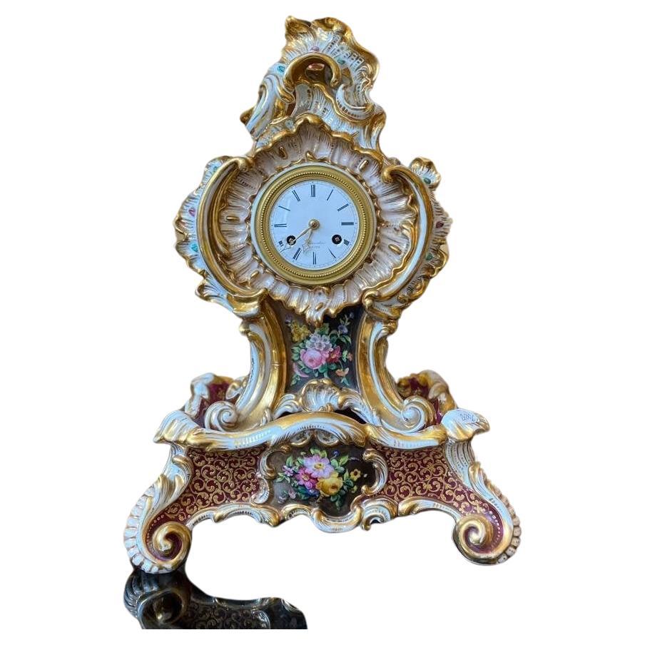 We present you this unique porcelain clock, crafted by Jacob Petit in the style of Louis XV during the Napoleon III era. It bears the signature 'JP', standing for Jacob Petit, on its base and inside the clock, reflecting the artist's renowned