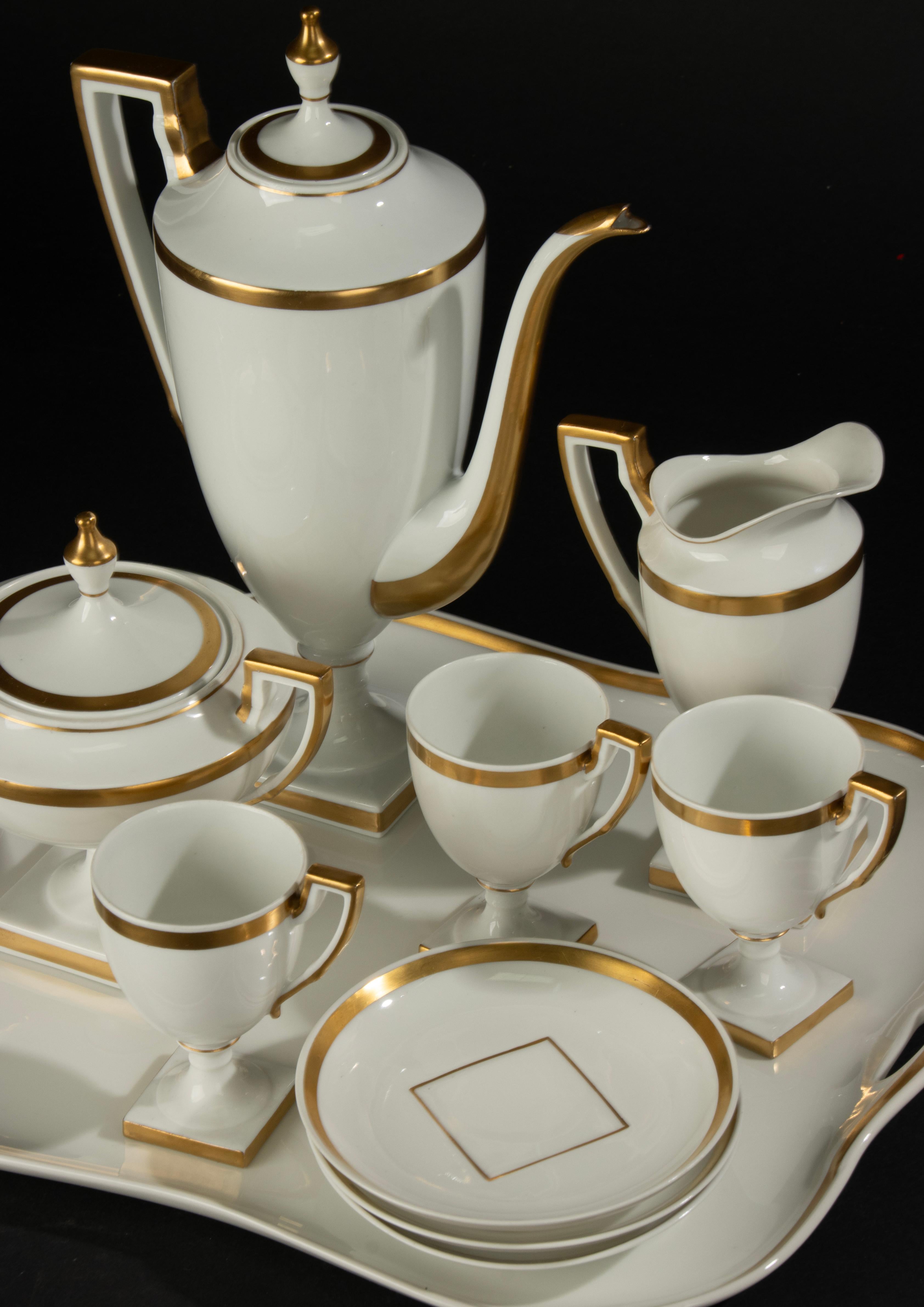 Empire Late 19th Century Porcelain Coffee Set - Paroutaud Frères La Seynie - Limoges   For Sale