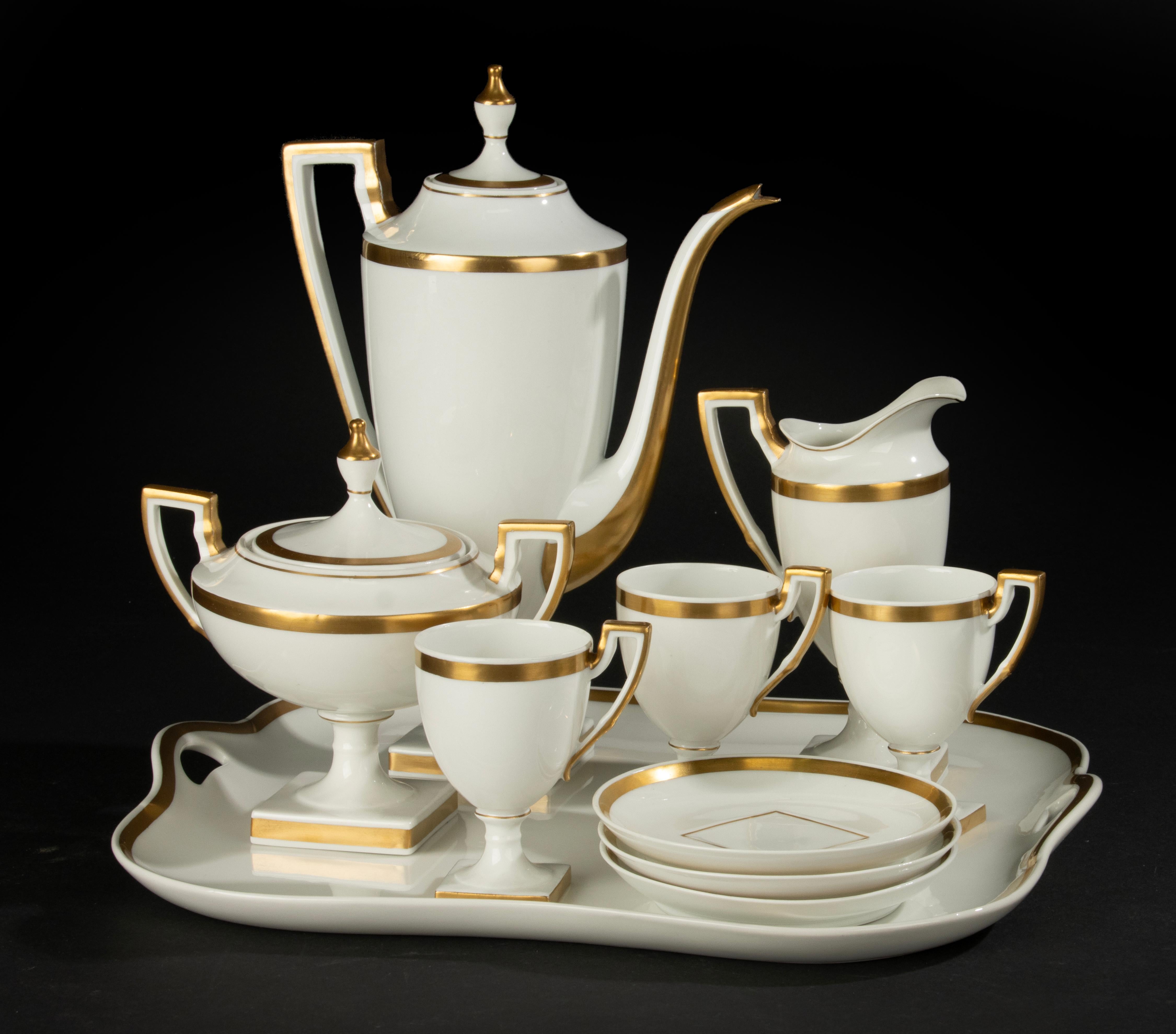 French Late 19th Century Porcelain Coffee Set - Paroutaud Frères La Seynie - Limoges