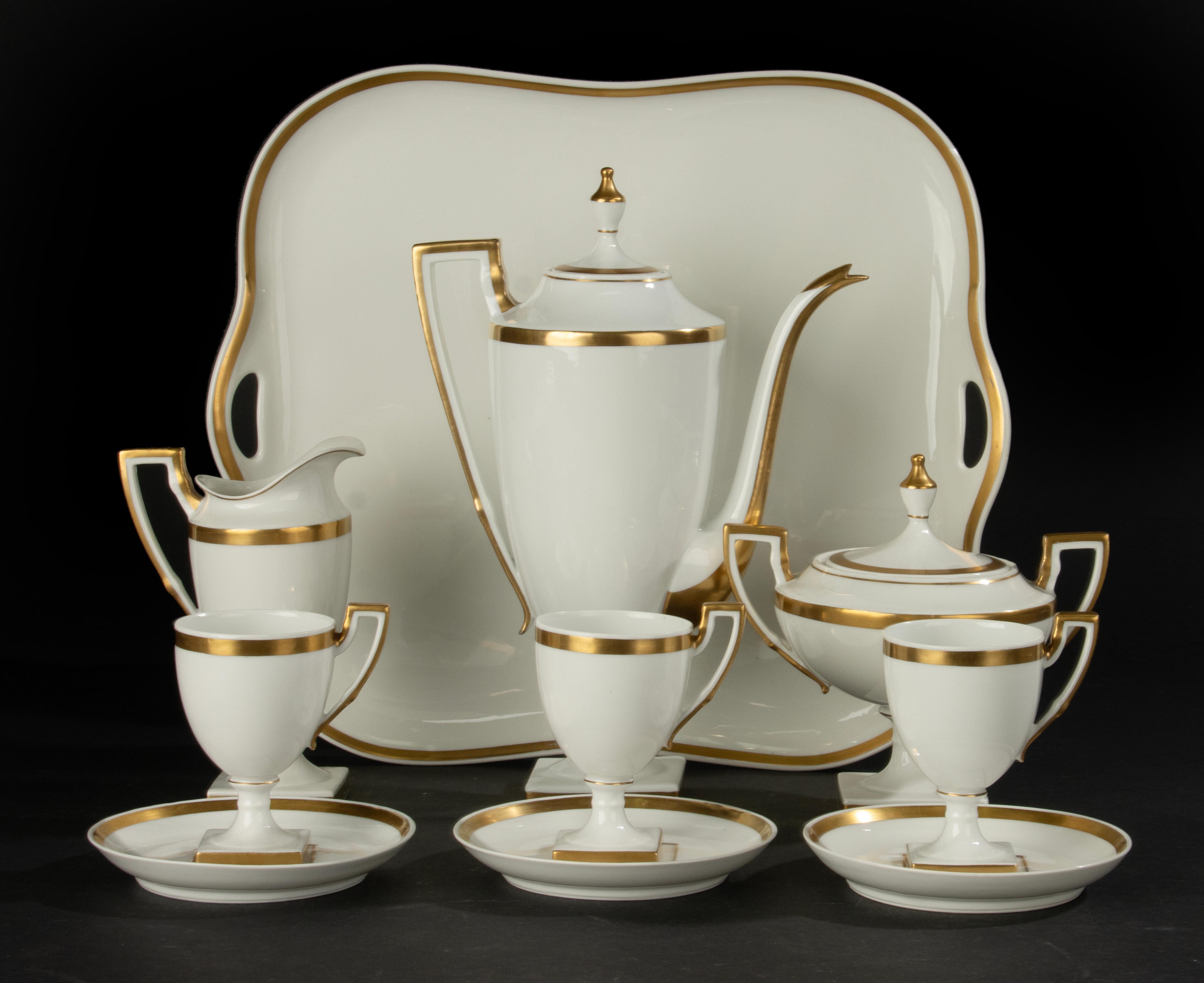 Hand-Crafted Late 19th Century Porcelain Coffee Set - Paroutaud Frères La Seynie - Limoges   For Sale