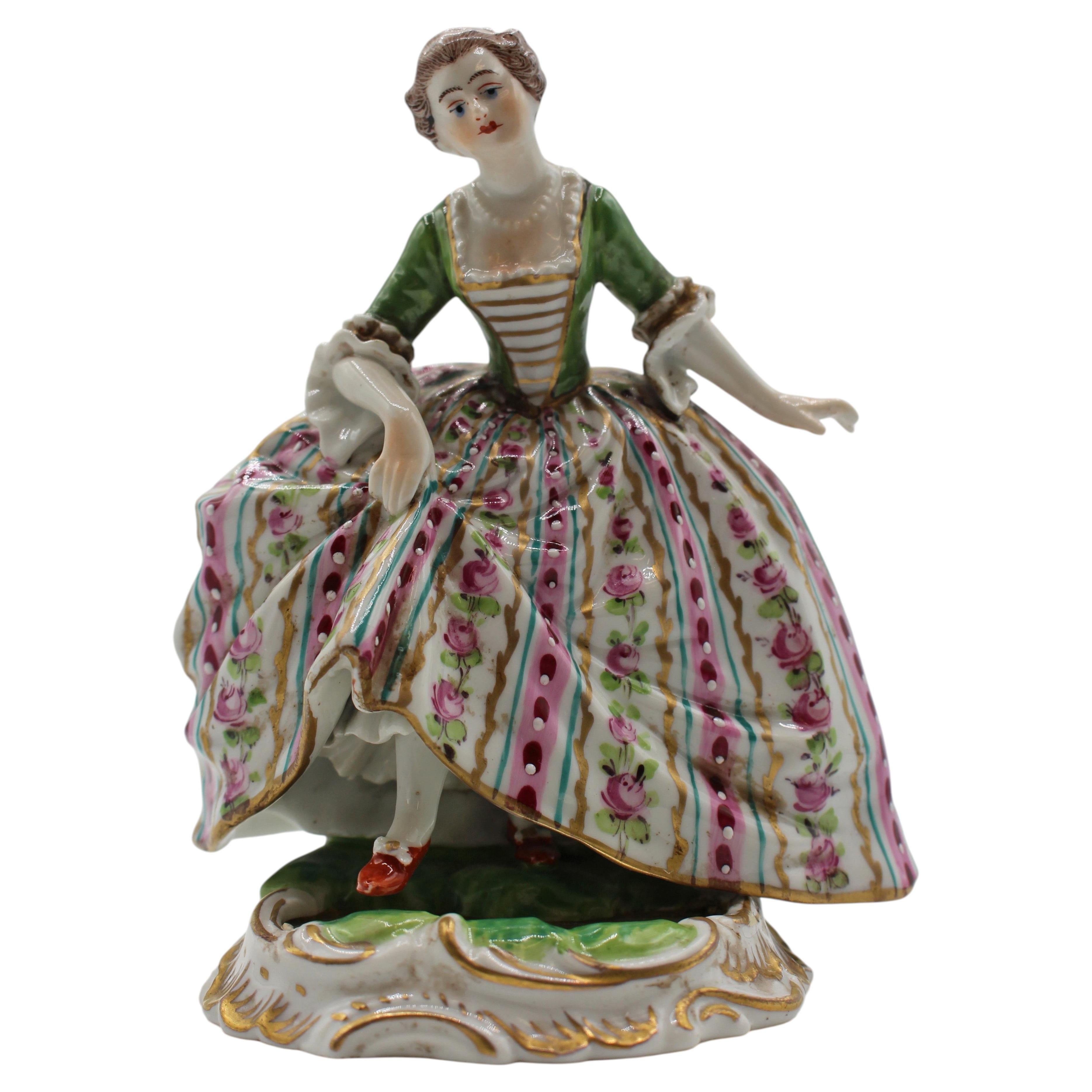 Late 19th Century Porcelain Figurine of a Woman, likely Dresden or Bohemia