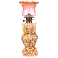 Late 19th Century porcelain Owl lamp.