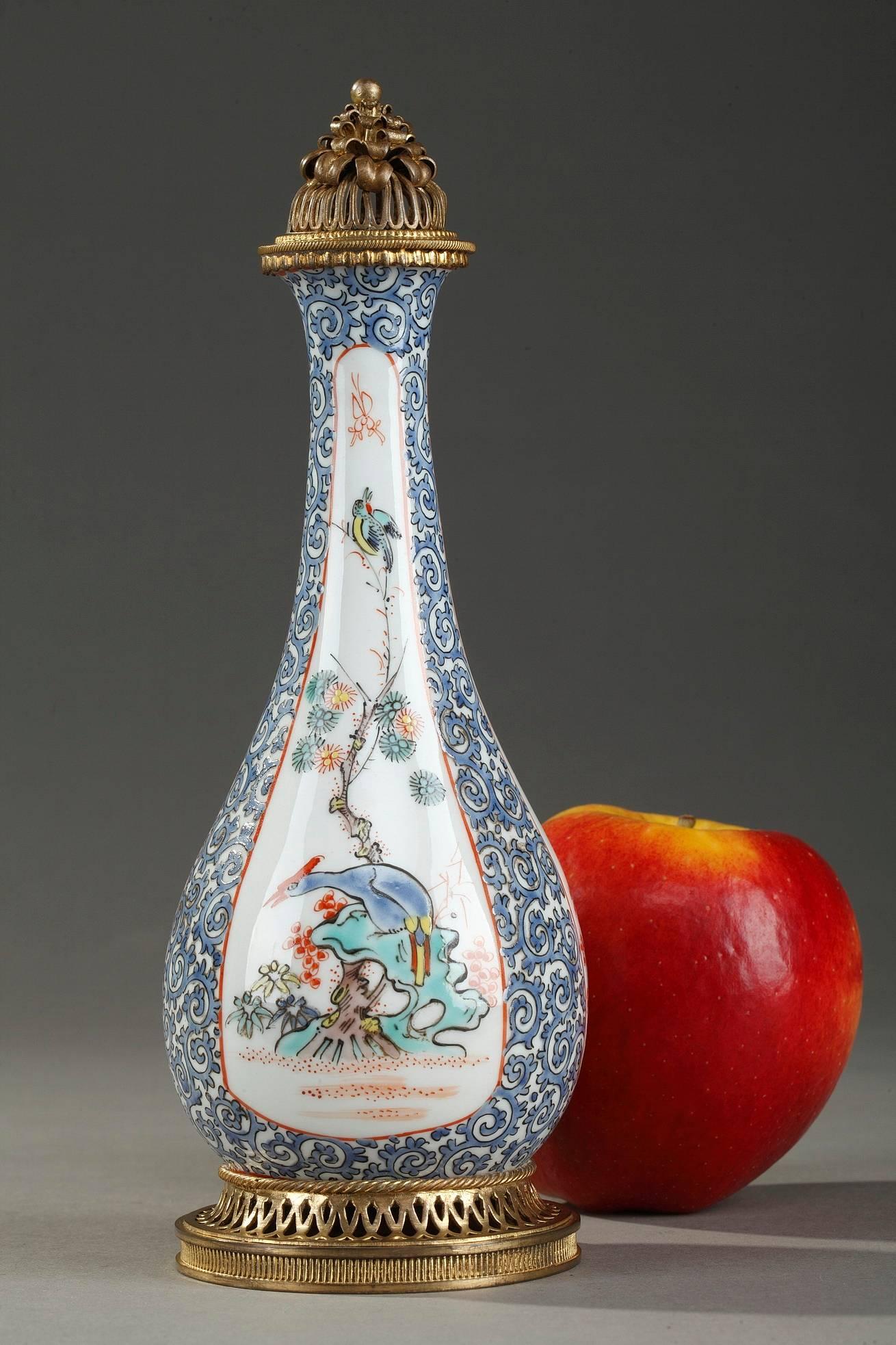 Bronze Late 19th Century Porcelain Perfume Bottle by Samson, Paris For Sale