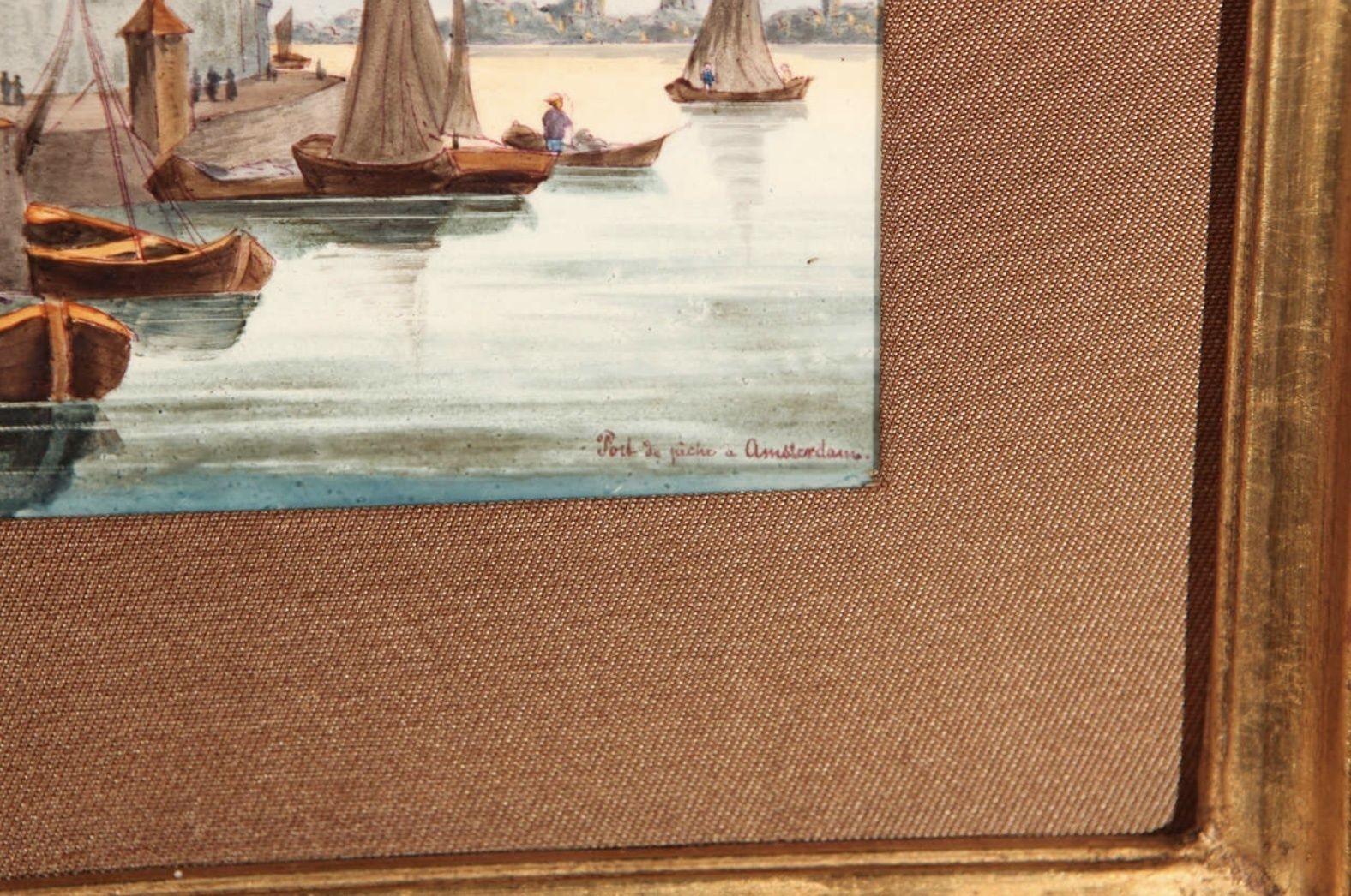 Porzellanplakette eines Hafens aus dem späten 19. Jahrhundert in Amsterdam (Neorenaissance) im Angebot