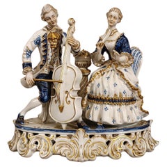 Antique LATE 19th CENTURY PORCELAIN SCULPTURE GROUP "MUSIC SCENE"