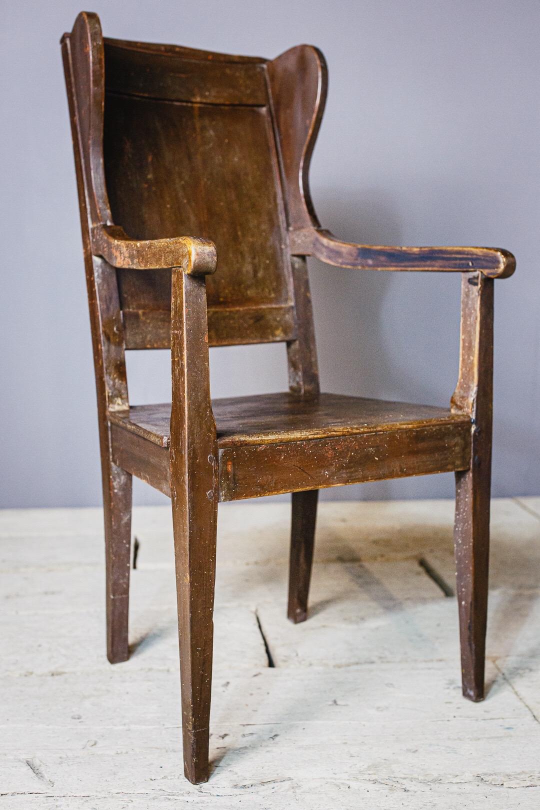 Late 19th Century Primitive Country Wingback Chair 3