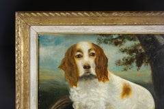 Late 19th Century Primitive Oil on Canvas Portrait of "Dash" Clumber Spaniel