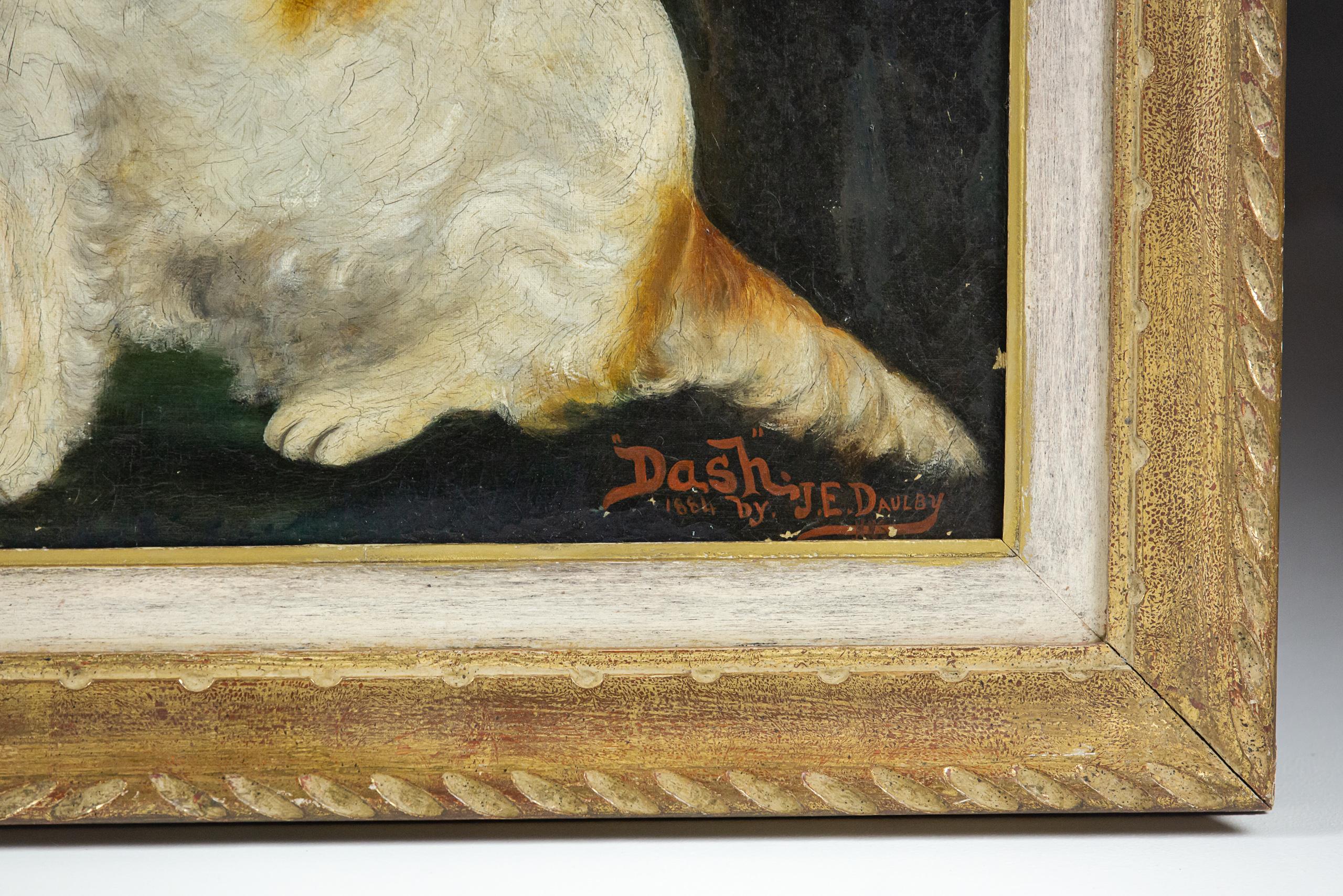 Toile Fin du 19e siècle Huile primitive sur toile Portrait de 